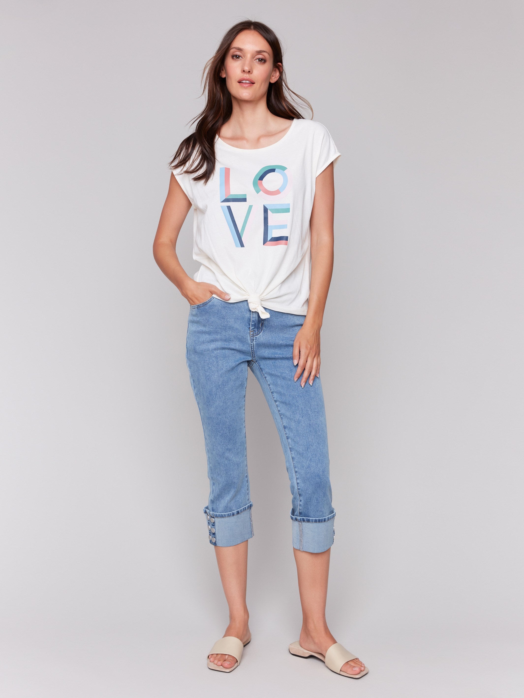 Printed Cotton Front Knot Top - Romantic Floral Summer Blouse for Women | Casual Outfit & Beach Vacation Wear