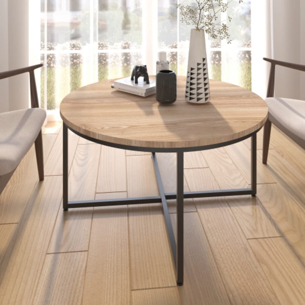 Modern Round Metal Coffee Table - Stylish & Durable Living Room Centerpiece for Small Spaces, Apartments & Home Decor