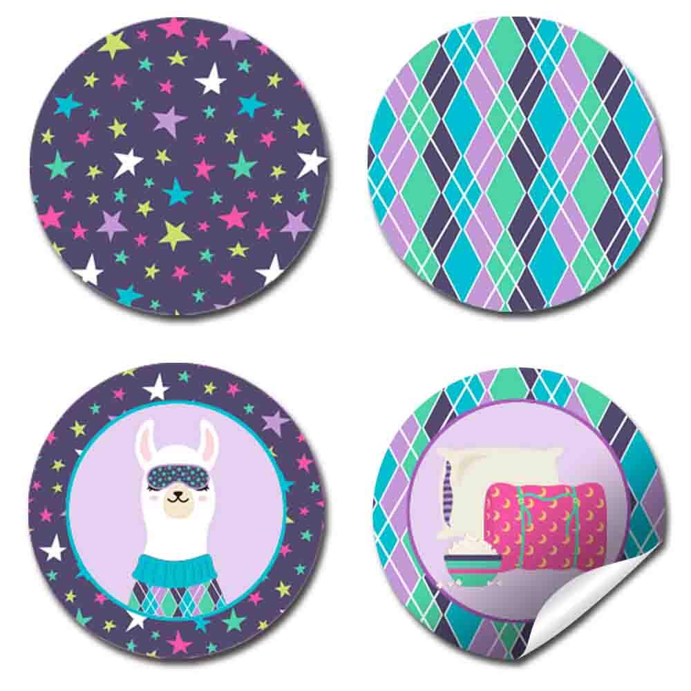 Llamas in Pajamas Slumber Party Stickers - 300 Round 0.75