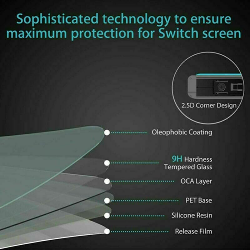 OuiSmart 2-Pack Tempered Glass Screen Protector for Nintendo Switch - 2.5D Curved Edges, 0.26mm Ultra-Thin, 9H Hardness - Perfect for Gaming Protection & Scratch Resistance