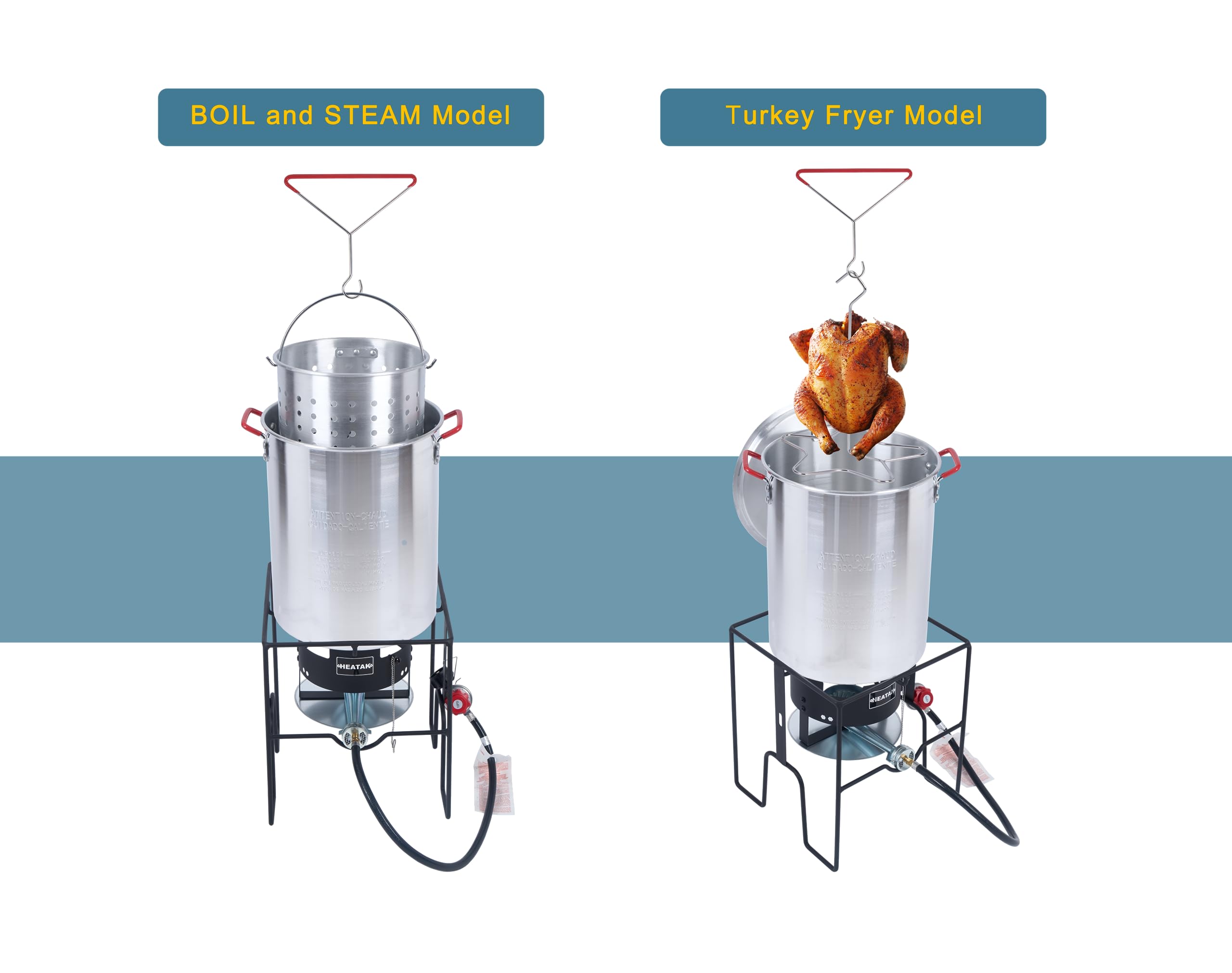 30 Qt Turkey Fryer & 10 Qt Fish Fryer Combo Kit with CSA Approved 50,000 BTU Burner & 10 PSI Regulator - Perfect for Outdoor Cooking, Thanksgiving Turkey Frying, and Seafood Parties