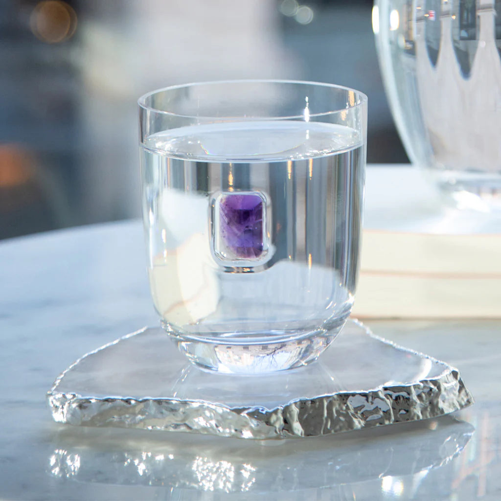 Premium Kivita Crystal & Silver Coasters Set of 2 - Elegant Drink Coasters for Wine Glasses, Coffee Cups & Home Decor - Perfect for Dinner Parties, Weddings & Housewarming Gifts