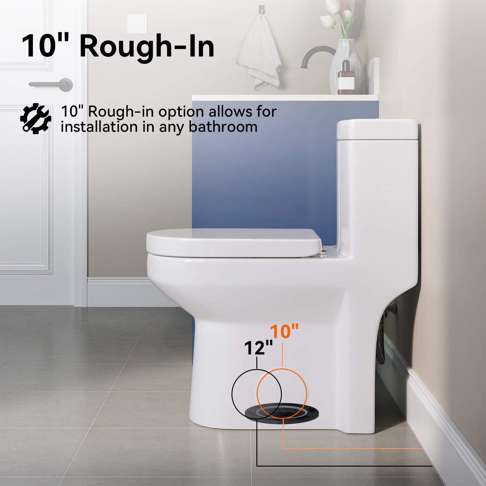 HOROW HWMT-8733 Compact One-Piece Toilet with Dual Flush - 10