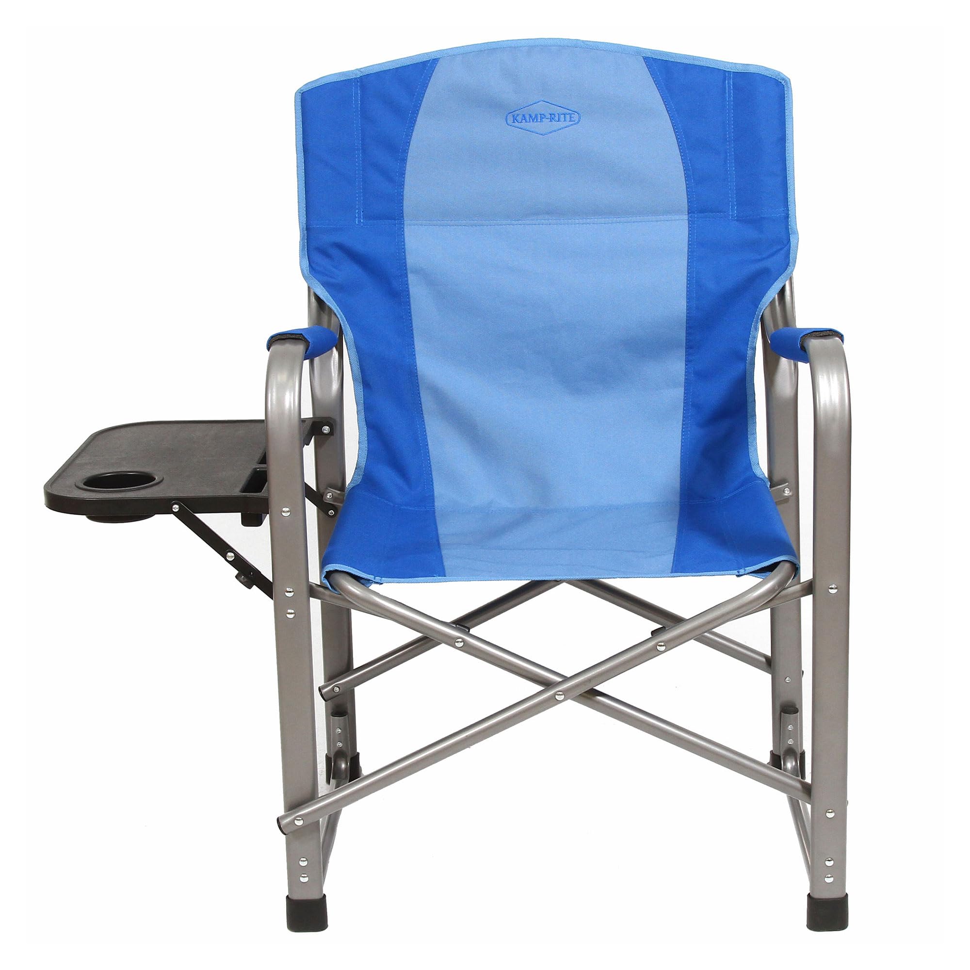 Kamp-Rite Director Portable Lounge Arm Chair - Lightweight Folding Outdoor Furniture with Side Table & Cup Holder - Perfect for Camping, Beach, Picnics & Sports Events (2 Pack, Blue)