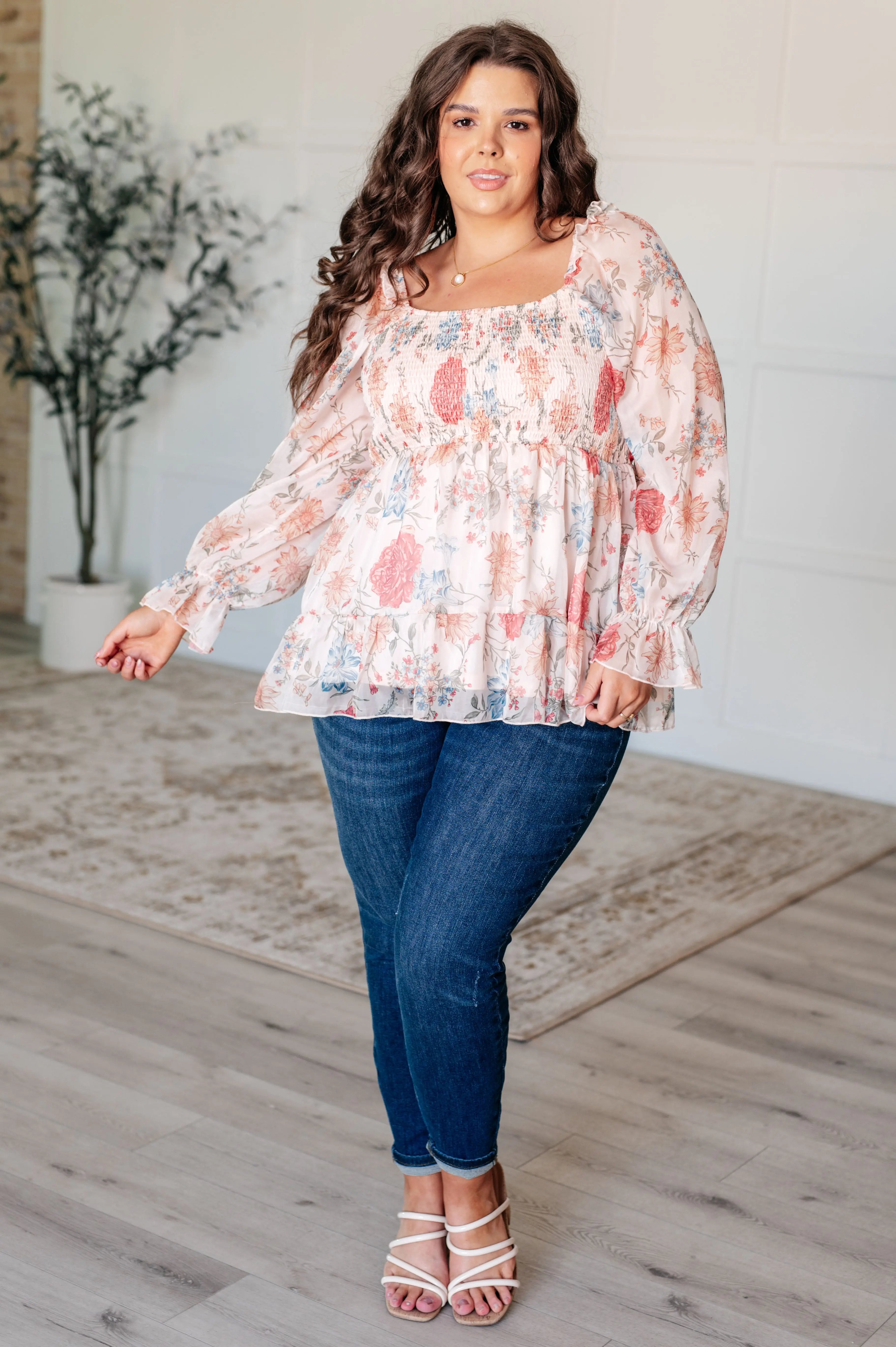 Elegant Square Neck Blouse for Women - Flowy Boho Chic Top with Inner Wisdom Design | Perfect for Office, Date Night & Summer Outfits