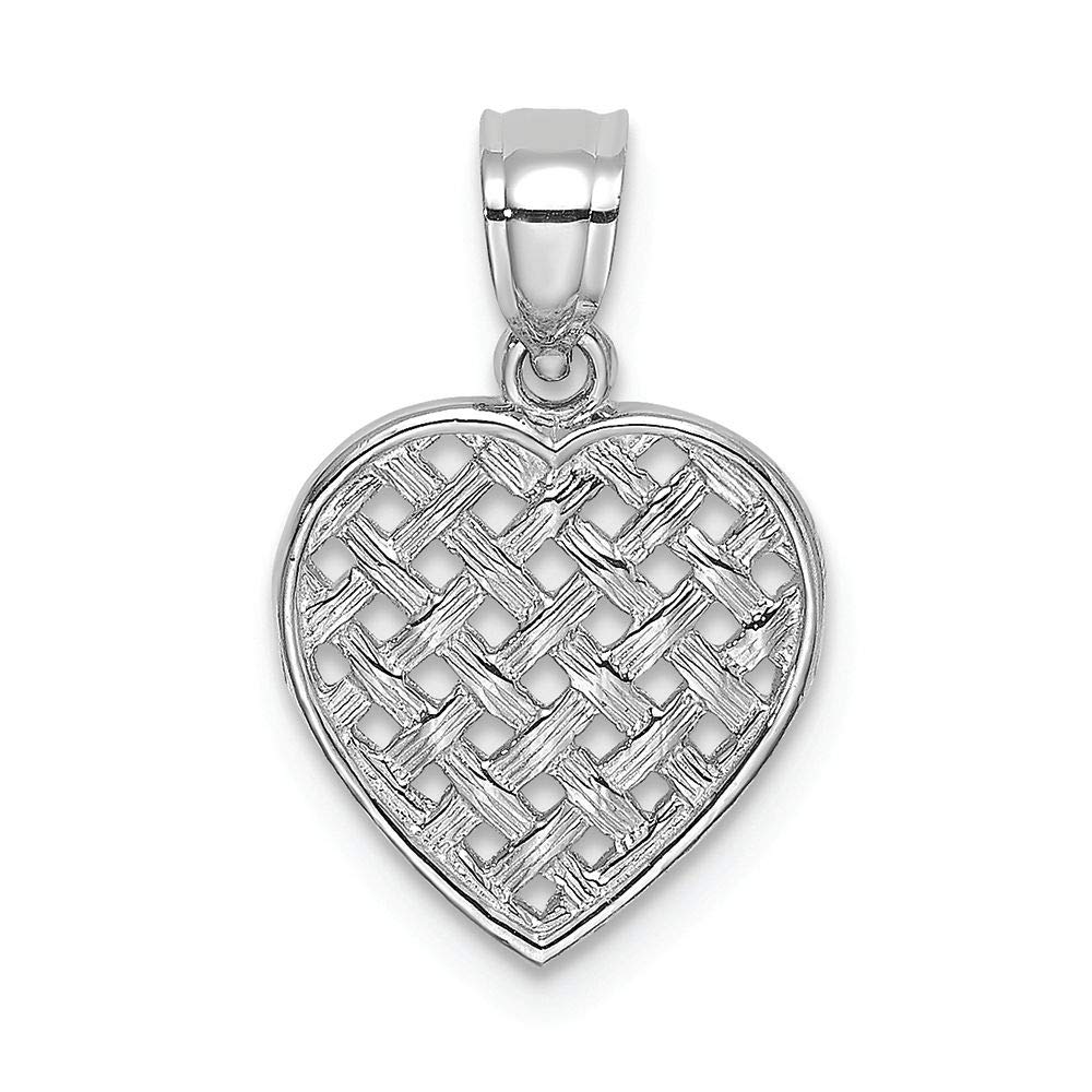 14K White Gold Woven Heart Charm Pendant - Dainty & Elegant Jewelry Gift for Women - Perfect for Valentine's Day, Anniversary & Romantic Occasions