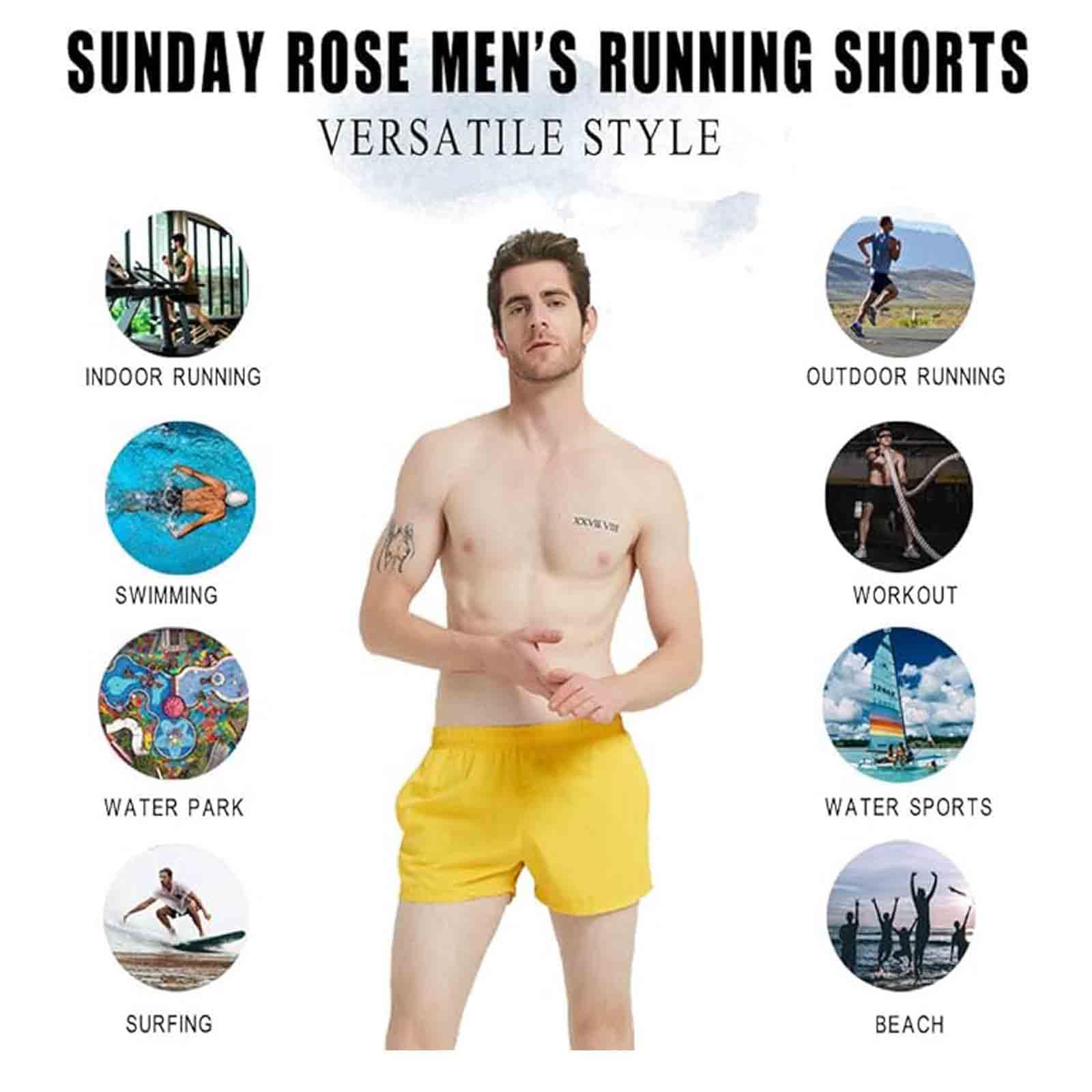 SUNDAY ROSE Men's 3 Inch Running Shorts - Quick Dry Gym Workout Shorts with Pockets & Mesh Liner for Athletic Training, Jogging, and Outdoor Sports