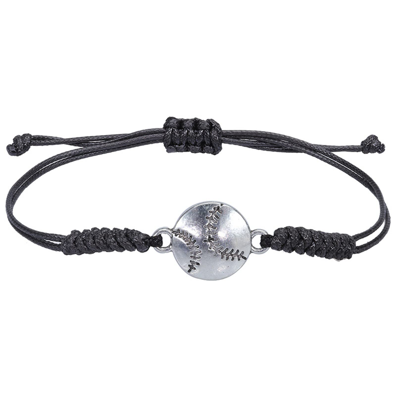 Adjustable Baseball Charm Bracelet for Women & Girls - Hand Woven Alloy Sports Bracelet with Olive String - Perfect Teen Gift & Baseball Jewelry - Great for Games, School Spirit & Sports Fan Accessories