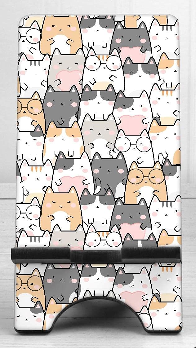 Cat Themed Phone Stand Holder - Cute & Durable Cell Phone Dock for Desk - Perfect Gift for Cat Lovers & Crazy Cat Lady - Use for Work, Home Office, Bedside & Video Watching
