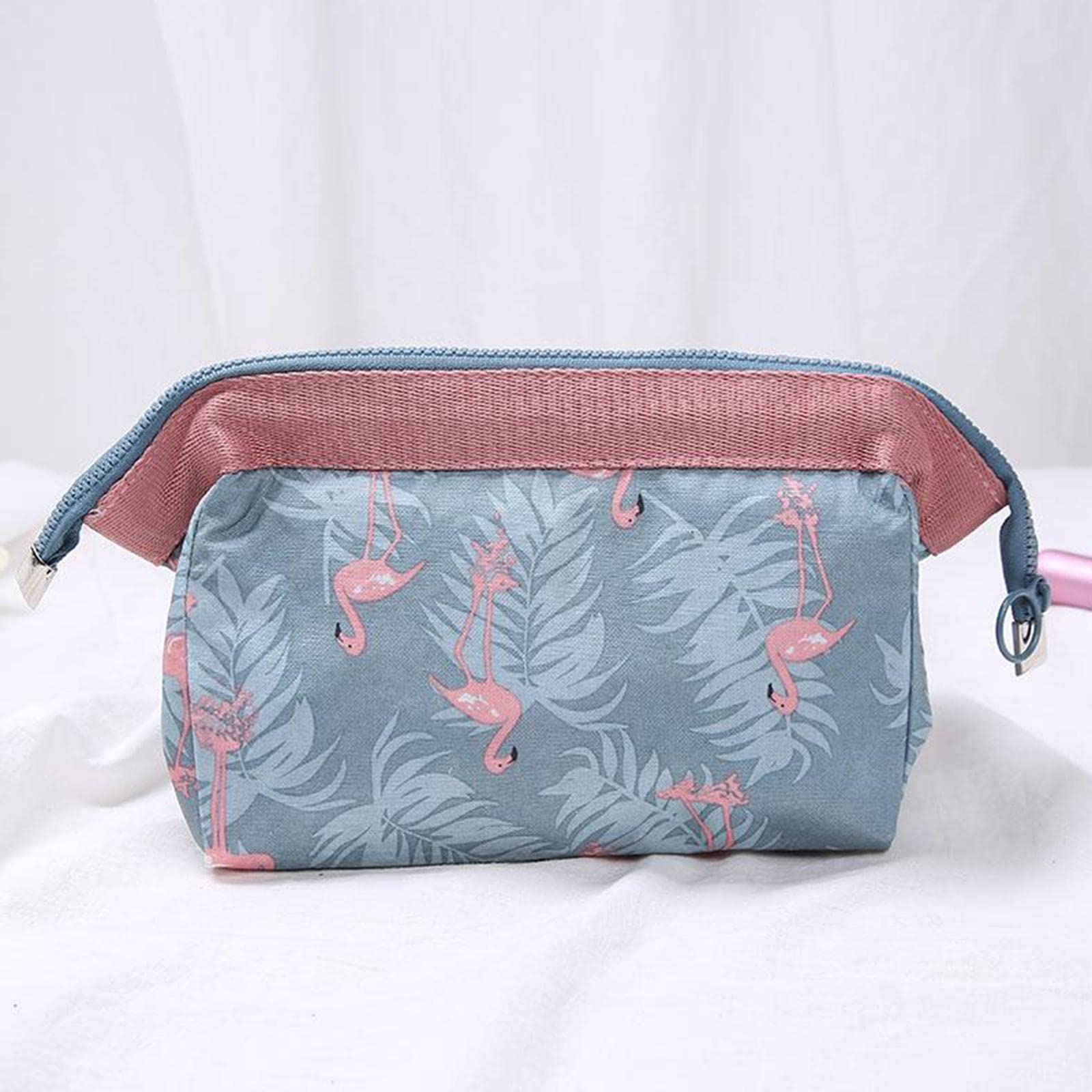 LOSA Women's Small Printed Makeup Bag - Funny Cute Cosmetic Pouch with Flamingo Design, Washable Toiletry Organizer for Travel, Gym & Daily Essentials Storage