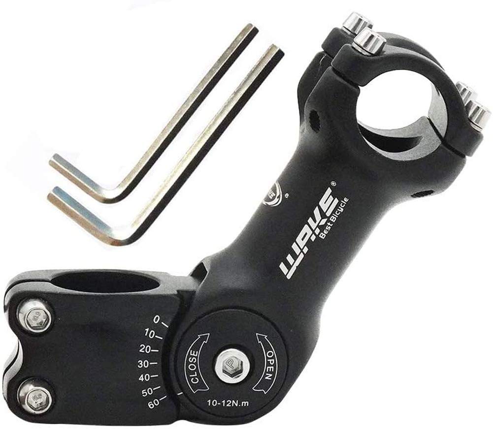 Adjustable Bicycle Stem 31.8mm to 25.4mm, 0-60 Degree Angle, Lightweight Aluminum Alloy Handlebar Stem for Mountain Bike, Road Bike, Fixed Gear, MTB, BMX - Perfect for Commuting, Trail Riding and Urban Cycling