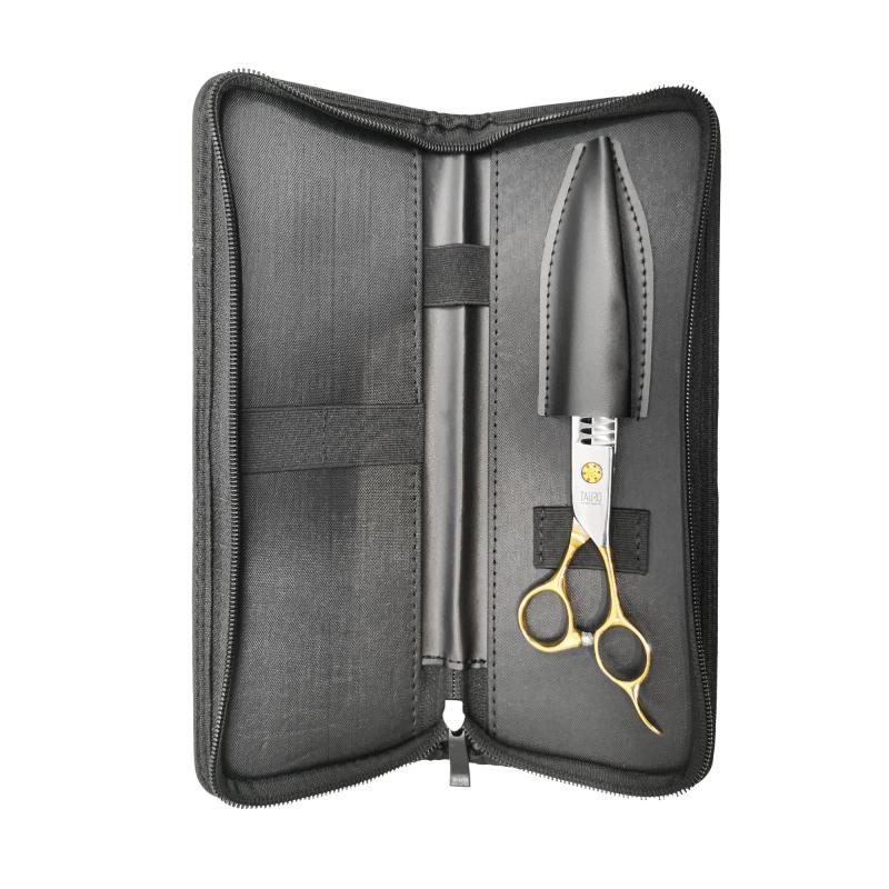 Tauro Pro Line Professional Shear Chunking Scissors for Right-Handed Users - 440C Stainless Steel Blades with Golden Handles - Perfect for Hair Styling, Pet Grooming, and Craft Cutting