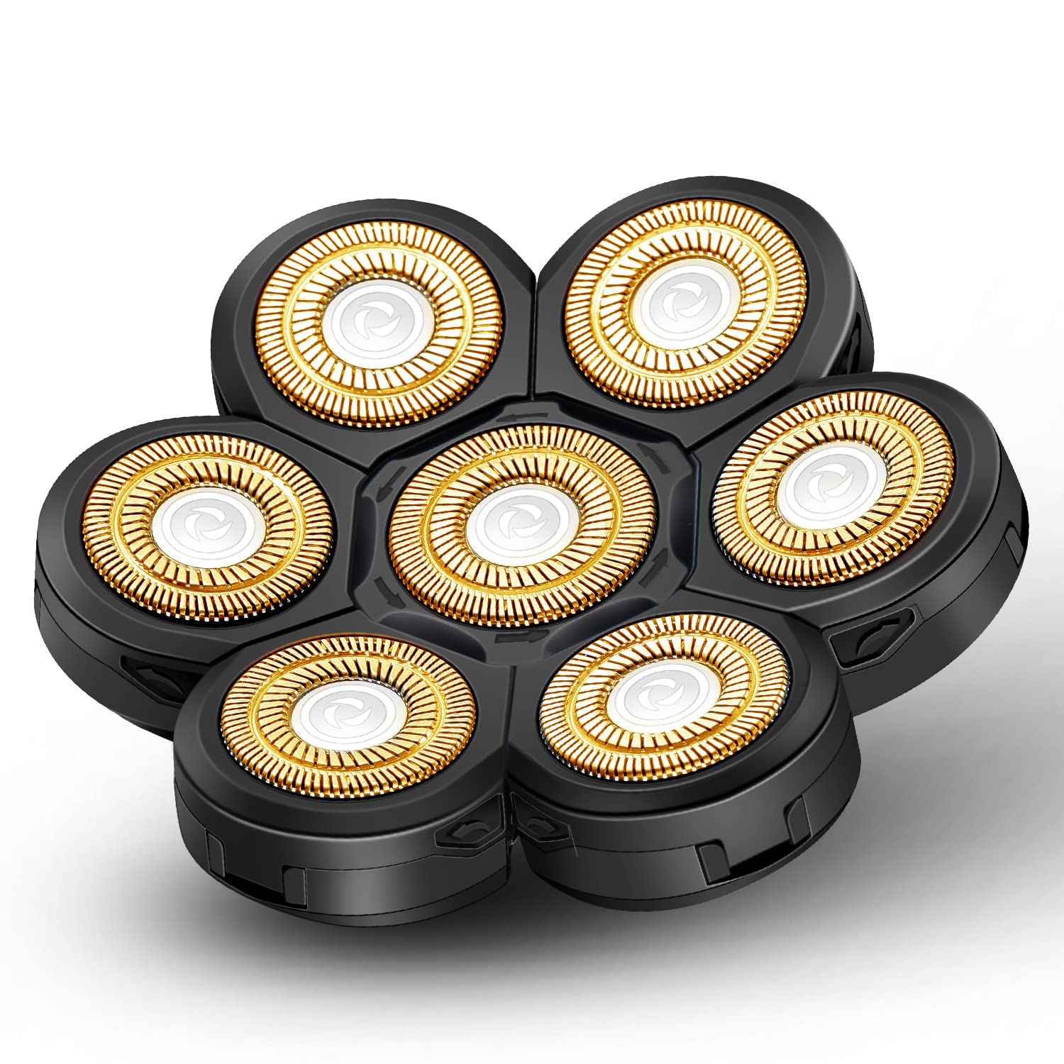 Upgraded 7D Electric Shaver Replacement Head for Men - Wet & Dry Floating Razor Blades for Bald Shaving - Gold Replacement Heads for Close Shave - Perfect for Travel, Gym & Daily Grooming