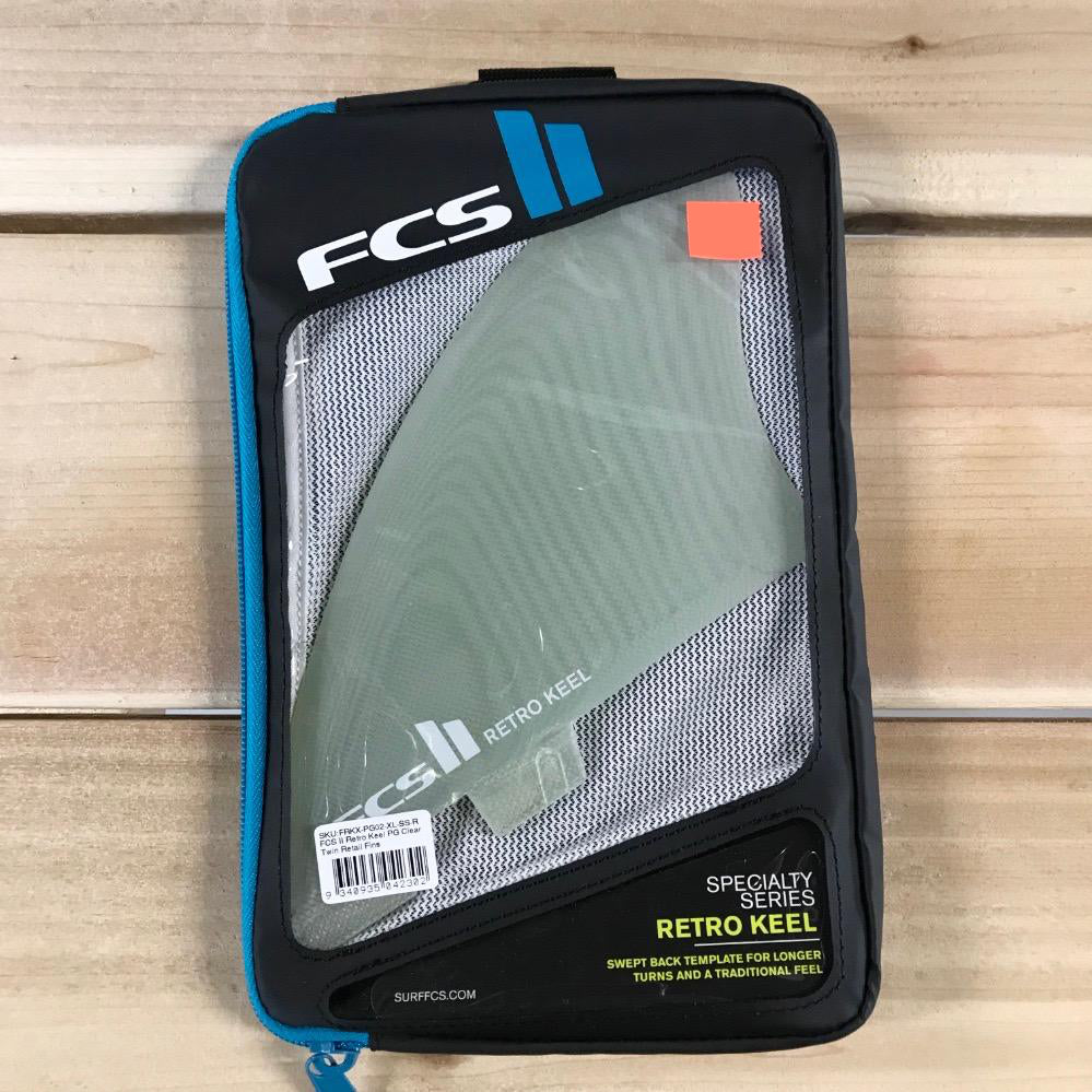 FCS II TWIN Retro PG Twin Fins - Clear Surfboard Fins for Classic Performance & Style - Perfect for Small to Medium Waves & Retro Surfing