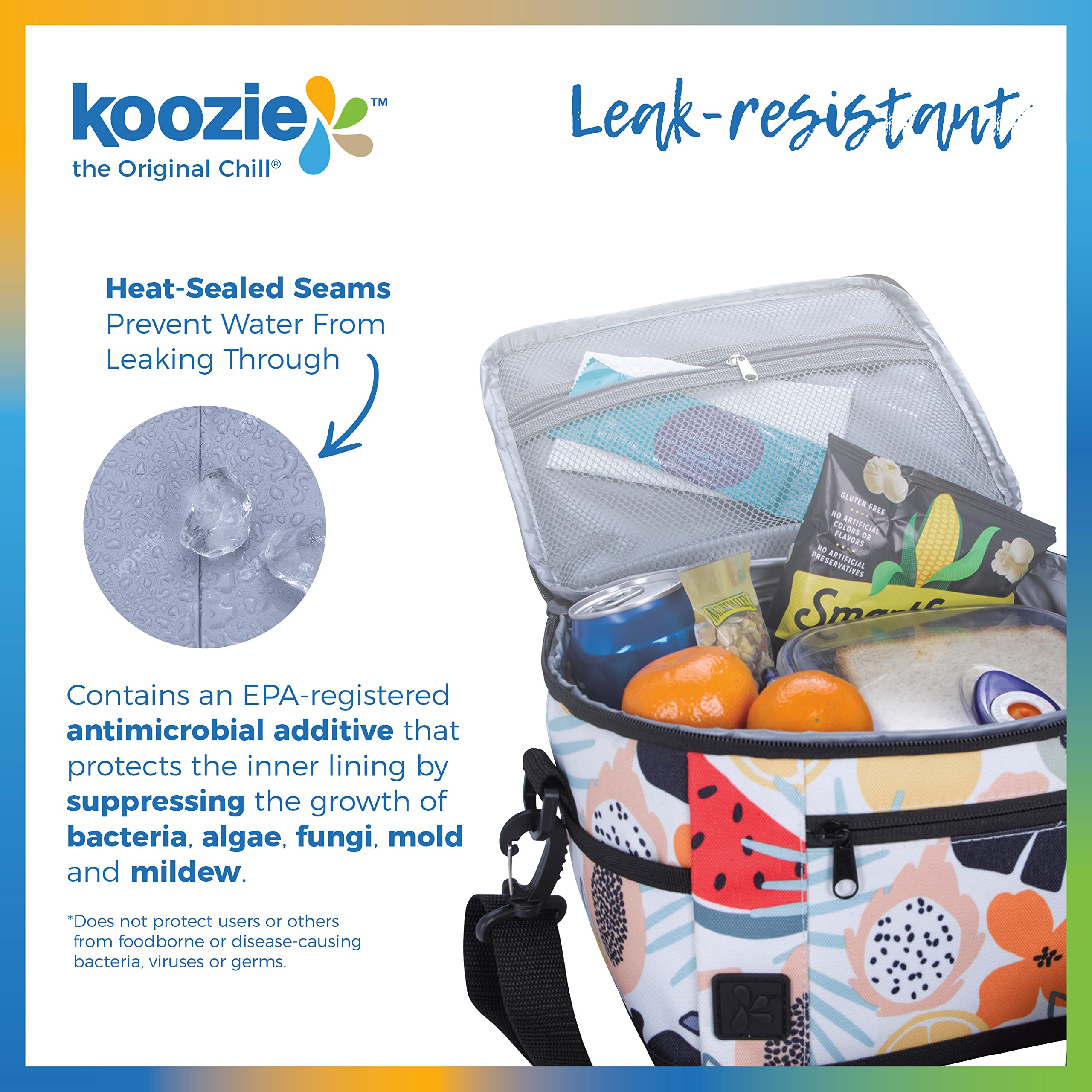 KOOZIE Small Insulated Lunch Cooler Bag - 6 Can Soft-Sided Collapsible Lunch Box for Women, Portable for Work, Camping, Beach, Travel, Picnics, and Outdoor Adventures