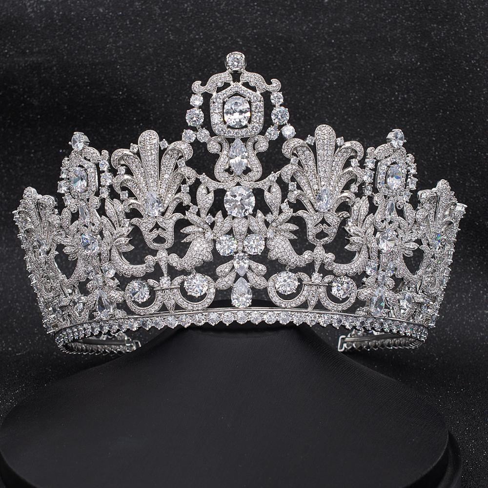 10.5CM Cubic Zirconia Luxembourg Replica Tiara for Wedding, Prom, Pageant & Bridal Accessories - Elegant Queen Crown for Women & Girls (HG026)