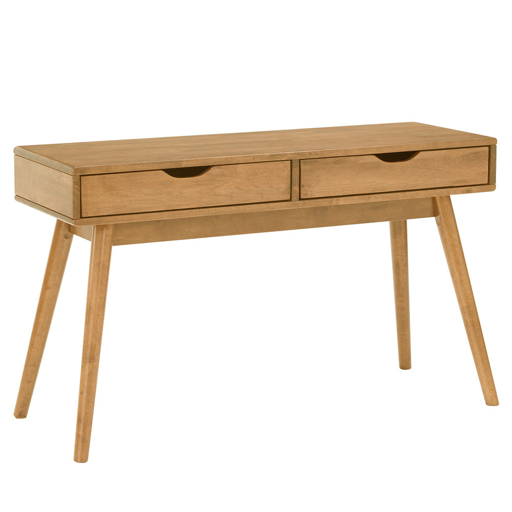 LAMAR 122cm Console Table with 2 Drawers - Natural Wood Entryway Table for Hallway, Living Room & Bedroom Decor