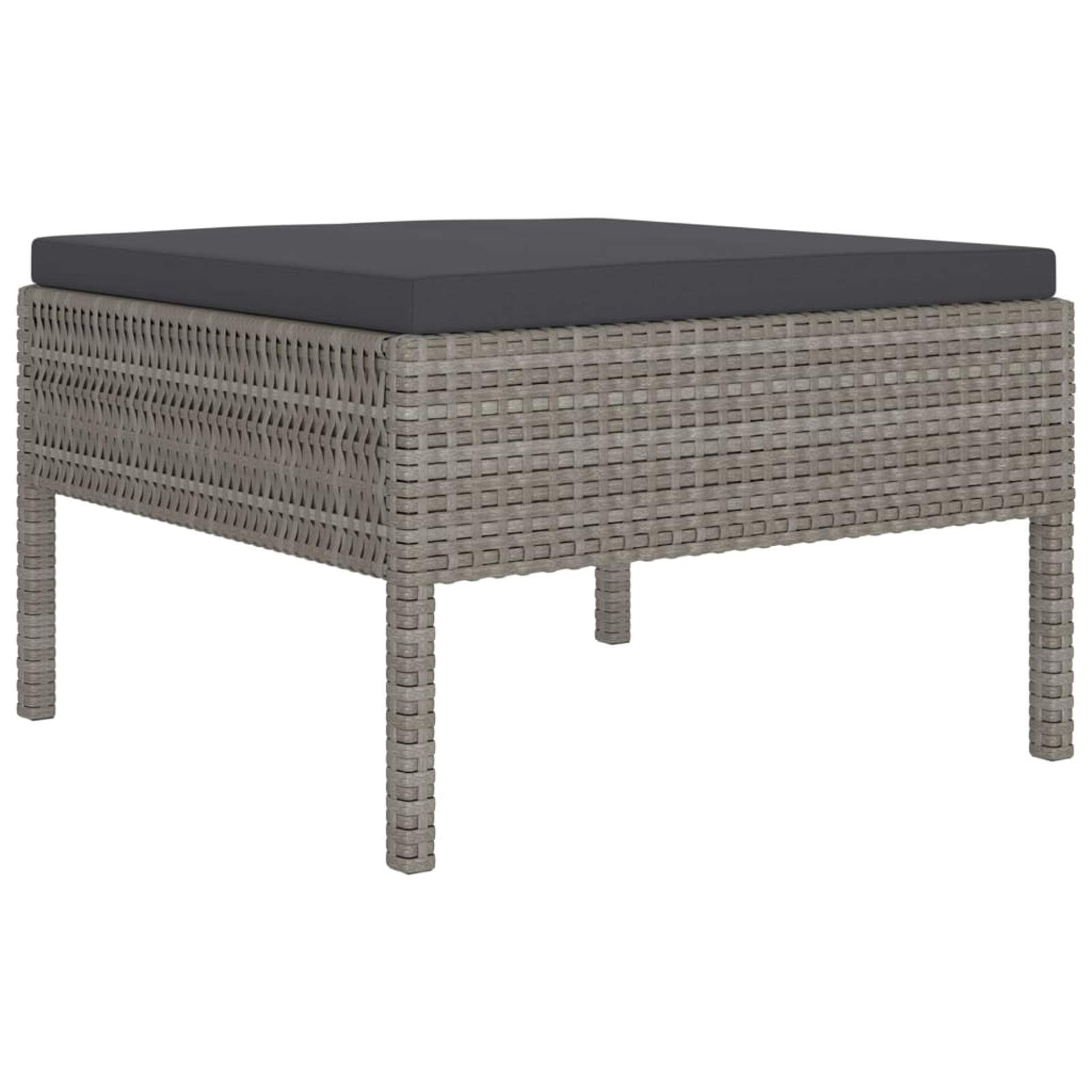 2-Piece Gray Poly Rattan Patio Lounge Set with Seat & Back Cushions - Outdoor Corner Sofa & Footrest Conversation Set for Garden, Lawn, Courtyard - Perfect for Relaxing, Entertaining & Sunbathing