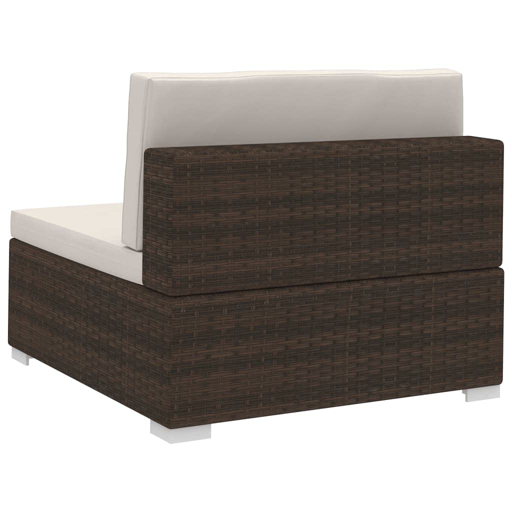 4-Piece Brown Poly Rattan Garden Sofa Set with Cushions - Outdoor Patio Sectional Lounge Furniture for Backyard, Poolside & Terrace Relaxation