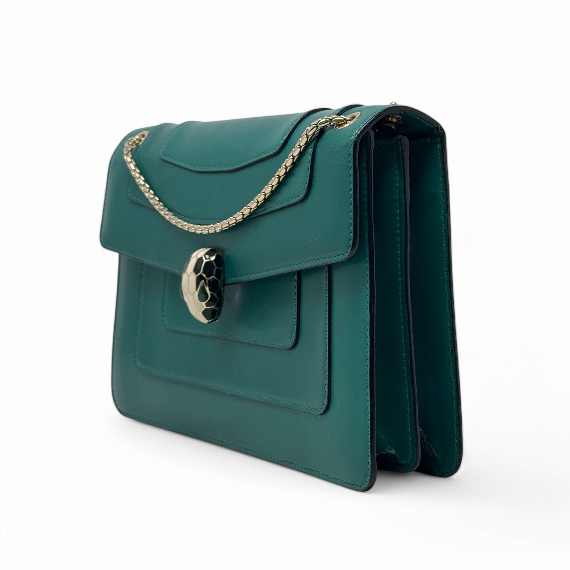 Bvlgari Green Medium Serpenti Shoulder Bag - Luxury Leather Handbag for Women, Perfect for Parties, Work & Evening Events