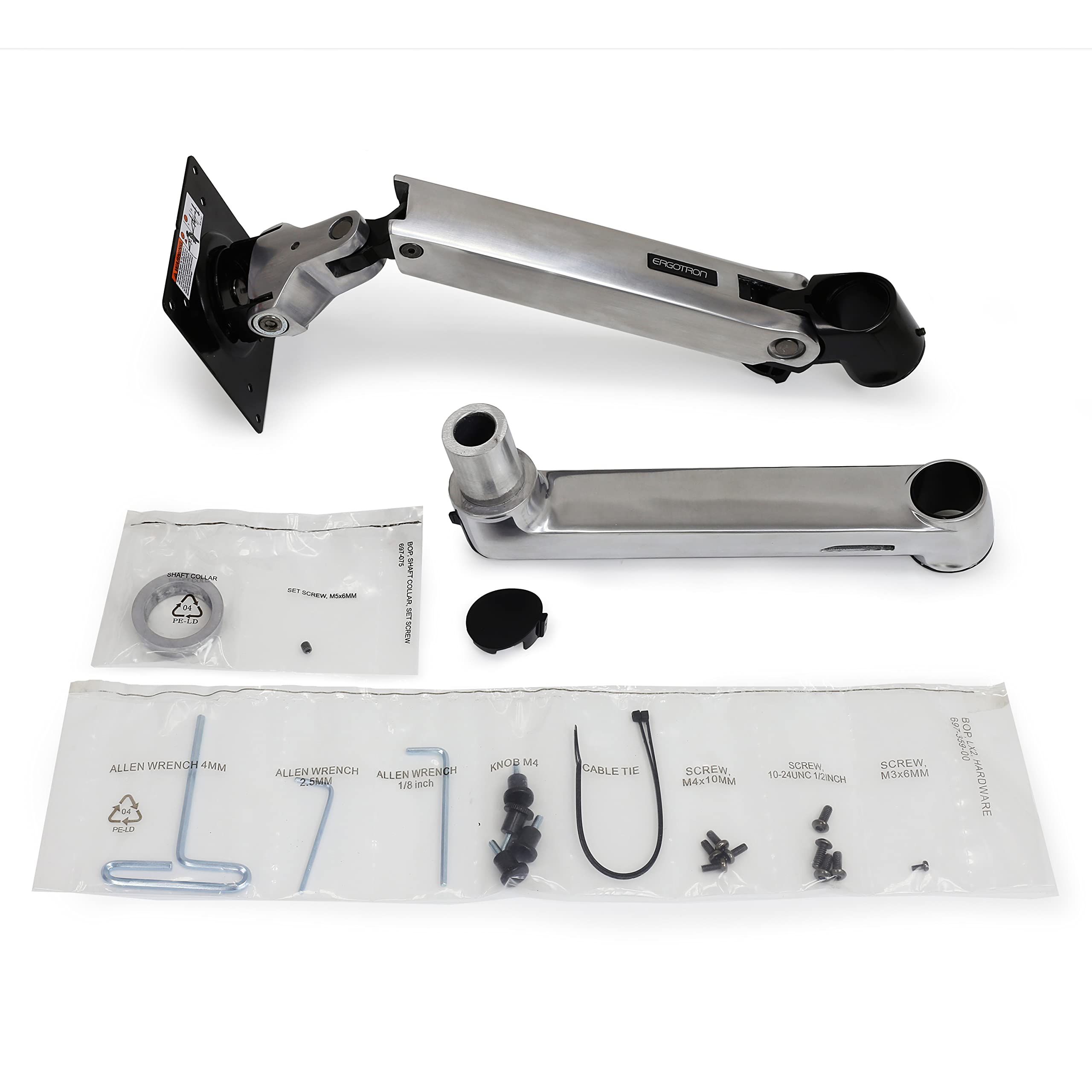 Ergotron LX Monitor Arm Extension & Collar Kit - Aluminum Add-on for Tall Pole Monitor Arms - Perfect for Dual Monitor Setup & Ergonomic Workspaces