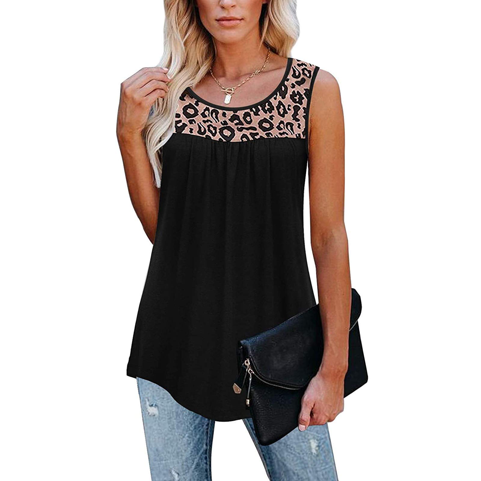 Plus Size Floral Tank Tops for Women - V Neck Summer Blouse for Casual Outings