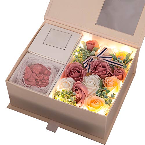 Forever Rose Bouquet Gift Set - Handmade Rose Soap with LED String Lights, Romantic Home Decor for Valentine's Day, Anniversary & Mother's Day | Perfect for Bedroom Decor, Wedding Centerpieces & Romantic Surprises