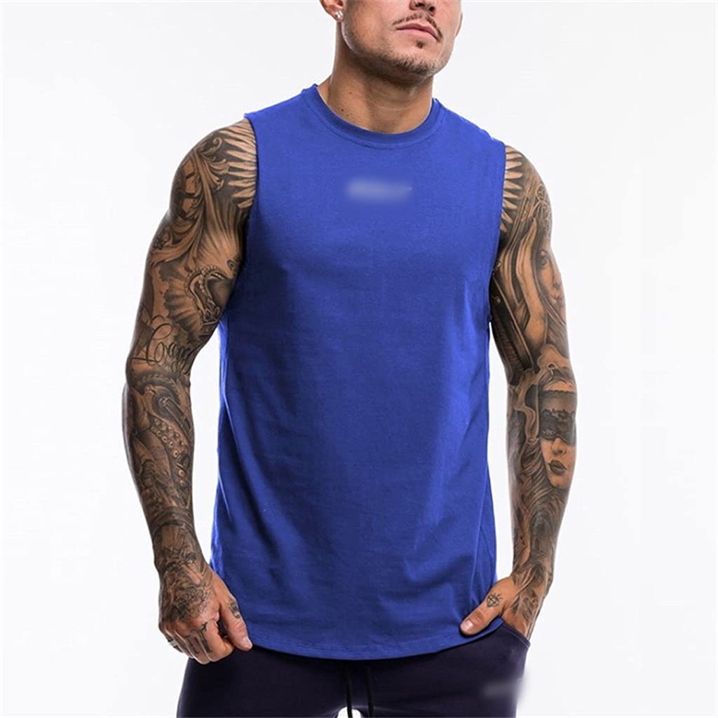 HTKLCZ Men's Summer Workout Tank Top - Breathable Sleeveless Gym Shirt for Bodybuilding & Fitness - XL Blue - Perfect for Gym, Running & Casual Wear