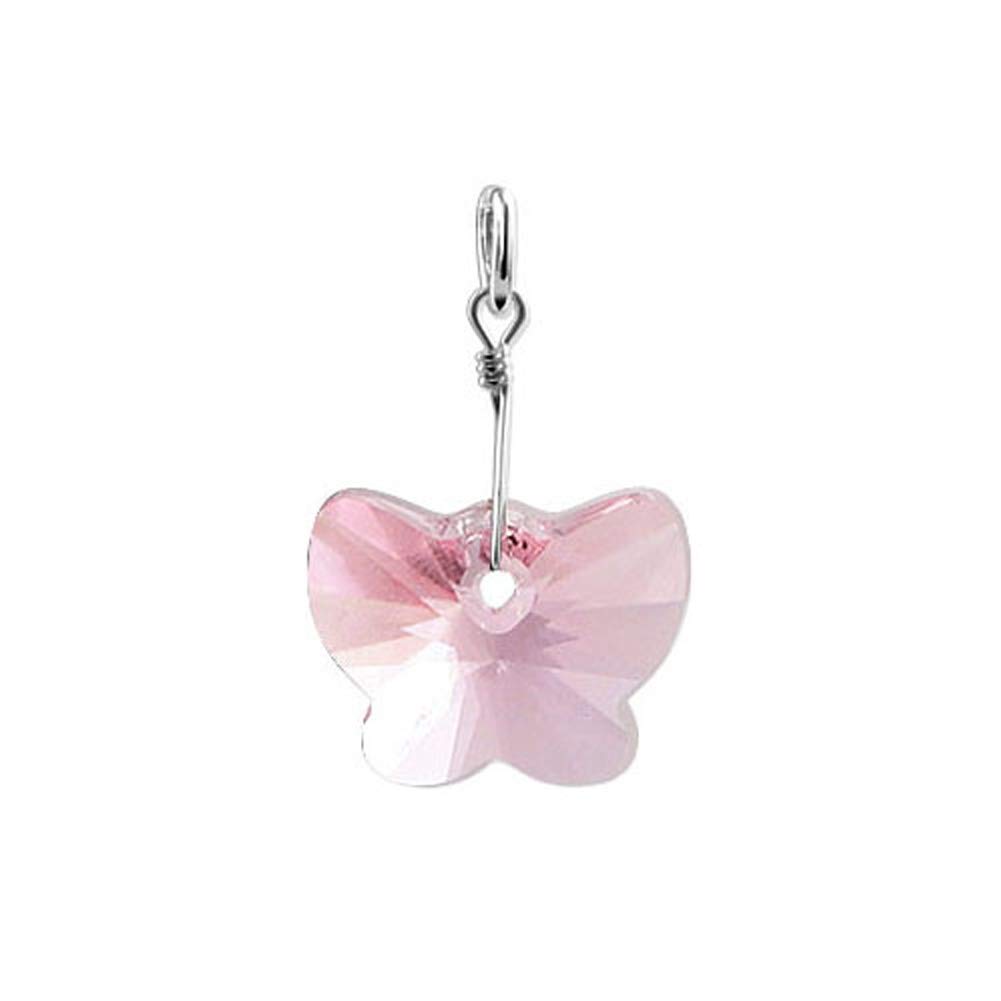 Sterling Silver Butterfly Pendant with Austrian Crystals for Elegant Jewelry