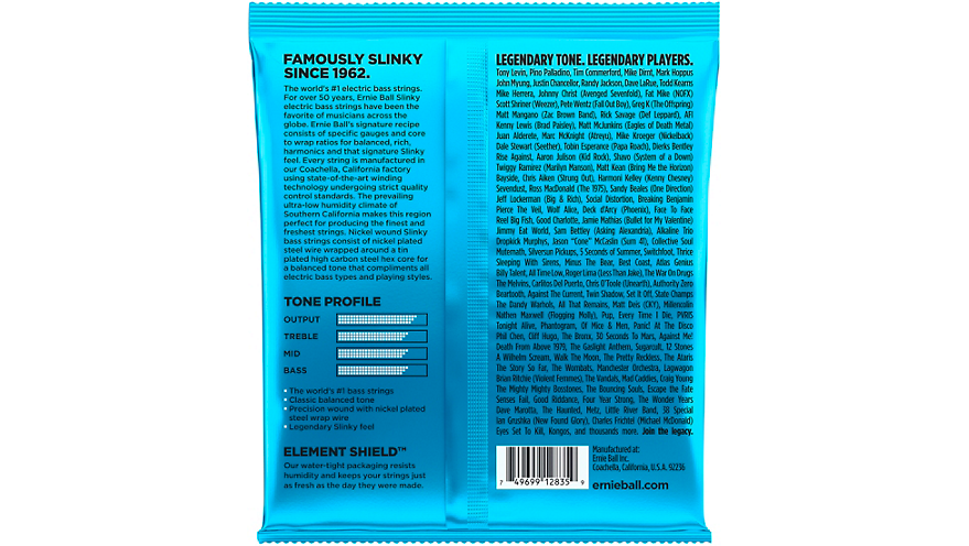 Ernie Ball 2835 Extra Slinky Round Wound Bass Guitar Strings - Nickel Plated Steel for Smooth Playability & Bright Tone | Perfect for Rock, Jazz & Studio Recording