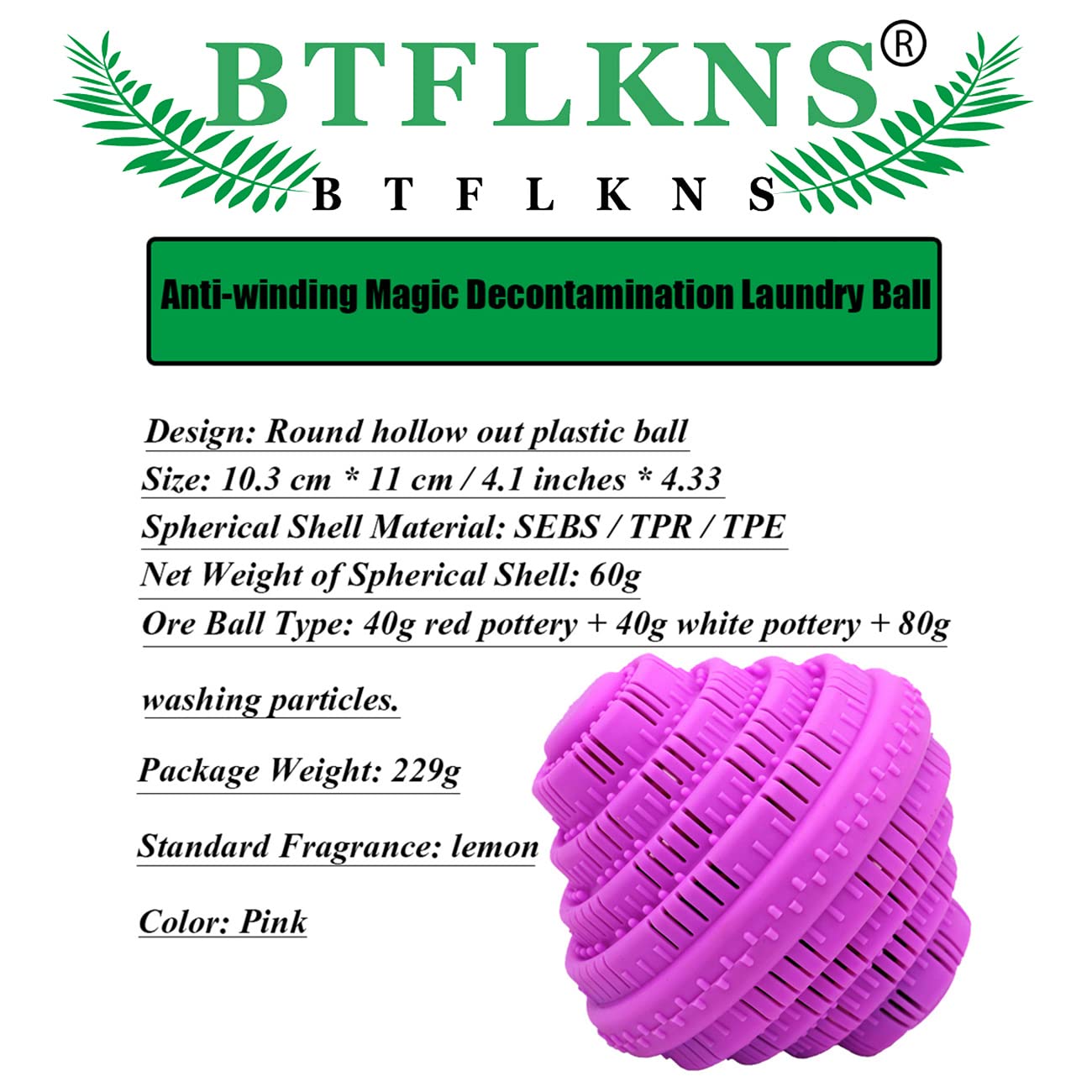 Eco-Friendly Laundry Balls - Premium Washing Balls with Double Ceramic Beads, 2000+ Uses, Chemical-Free Natural Detergent Alternative (Large, Pink) for Soft Clothes & Eco-Conscious Laundry