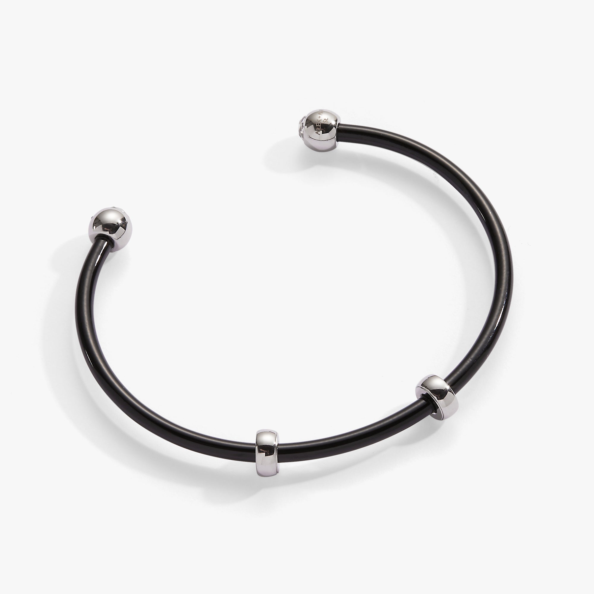 Elegant Black Bezel Stone Enamel Cuff Bracelet - Perfect for Evening Wear & Special Occasions