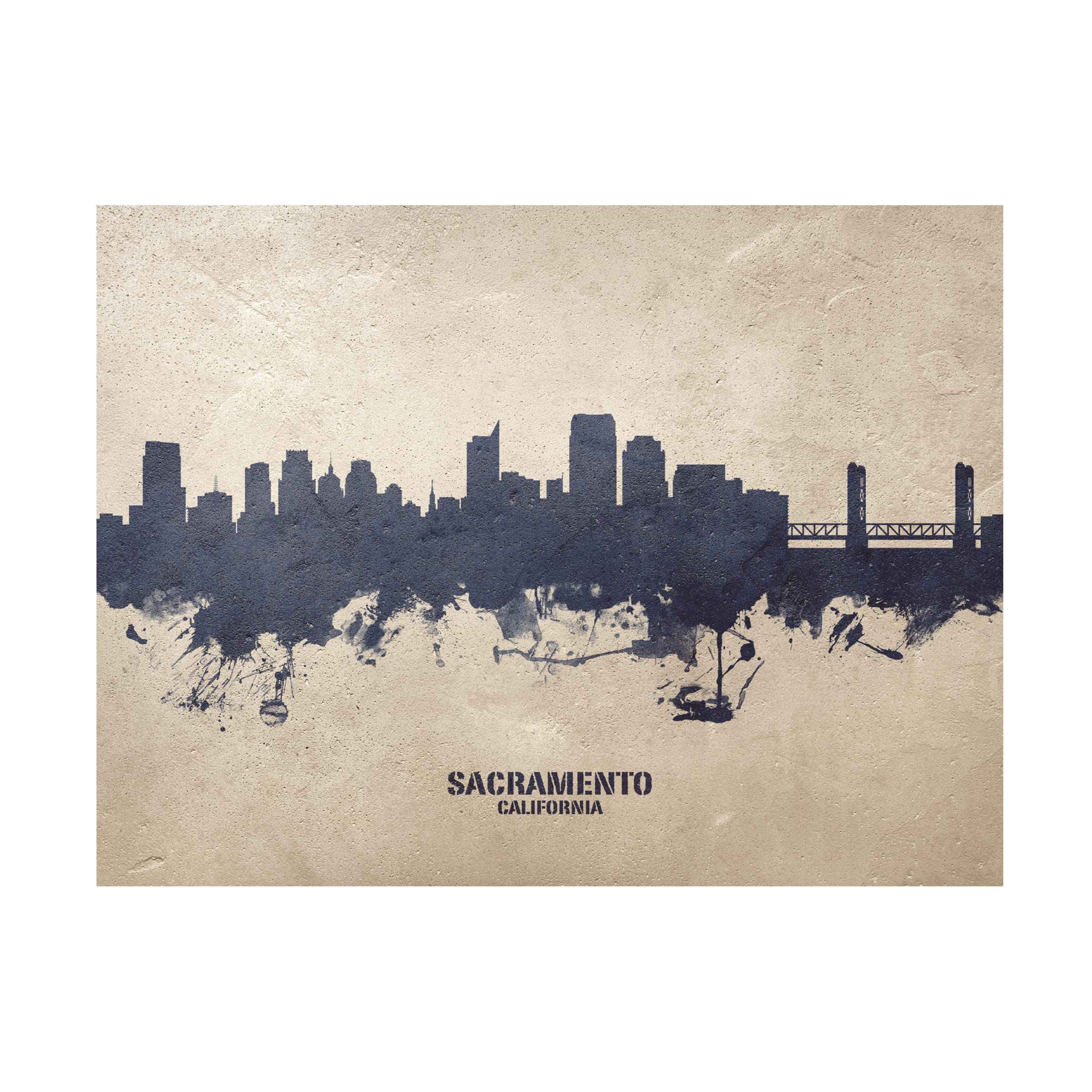 Michael Tompsett Sacramento California Skyline Canvas Art Print - Modern Cityscape Wall Decor for Living Room, Office & Bedroom