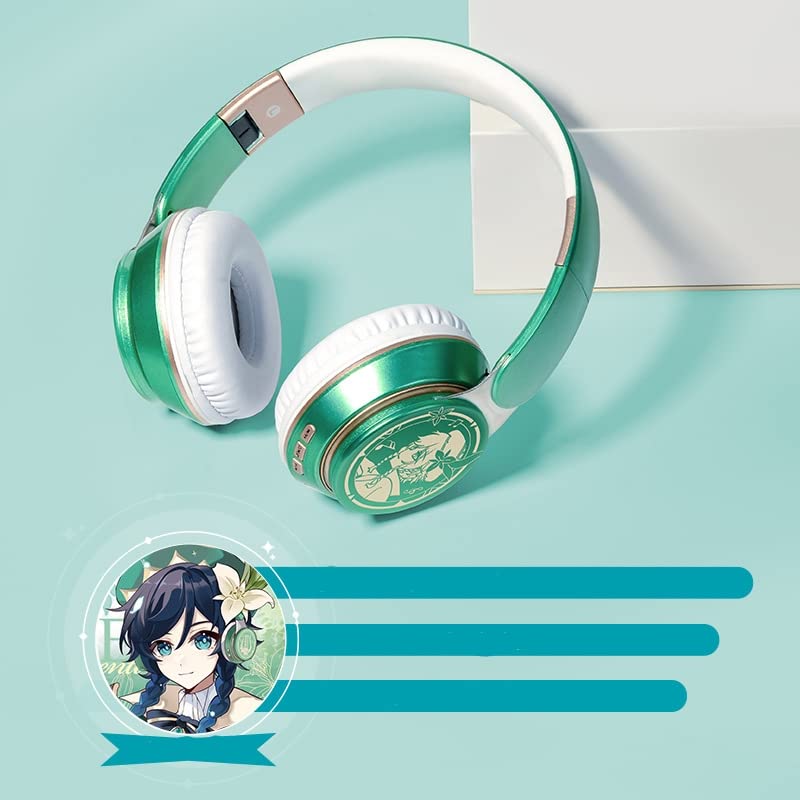 Hanaiette 1PC Anime Genshin Impact Wireless Bluetooth Headset with Noise Cancellation - Venti Style (STYLE10) for Gaming, Music & Travel | Compatible with iPhone, Android & PC