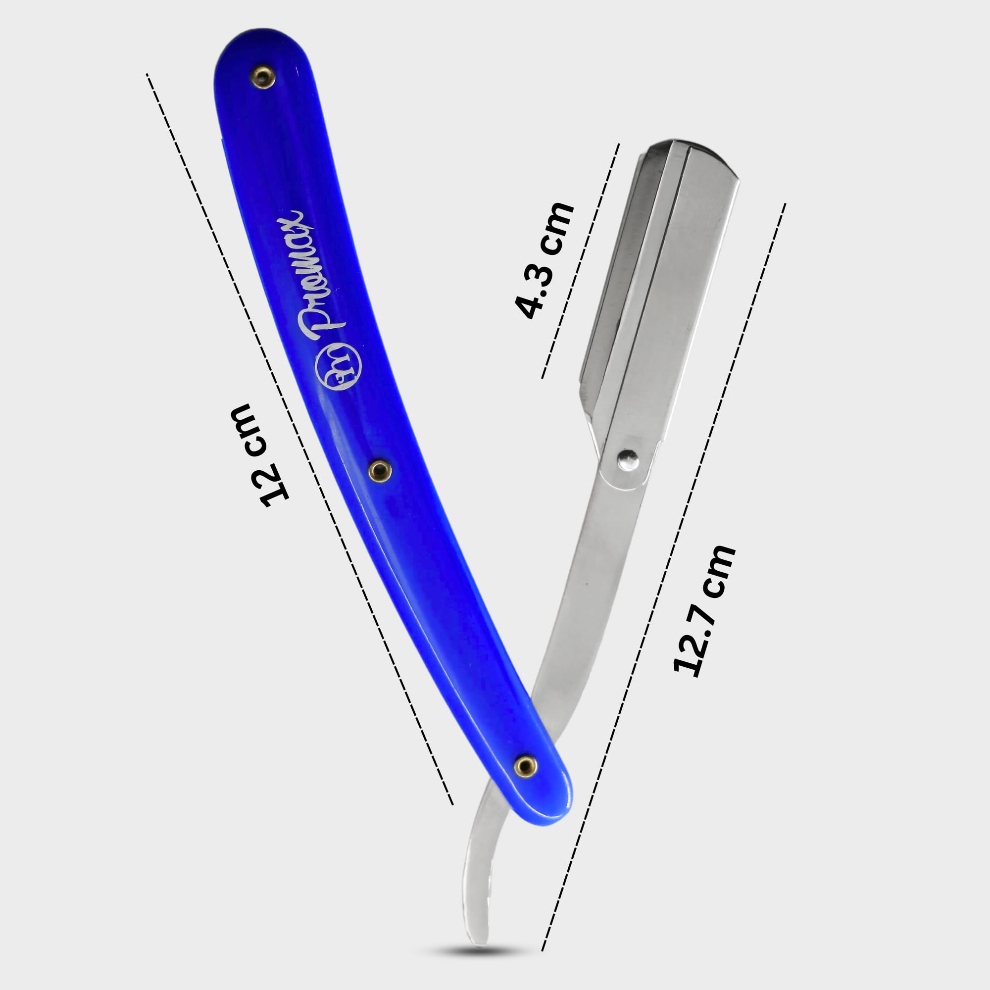 ProMax Care Professional Straight Razor for Men - Blue Non-Slip Handle with 100 Derby Blades - High-Quality Steel & Ergonomic Design - Perfect for Barber Shaving, Grooming & Personal Care at Home