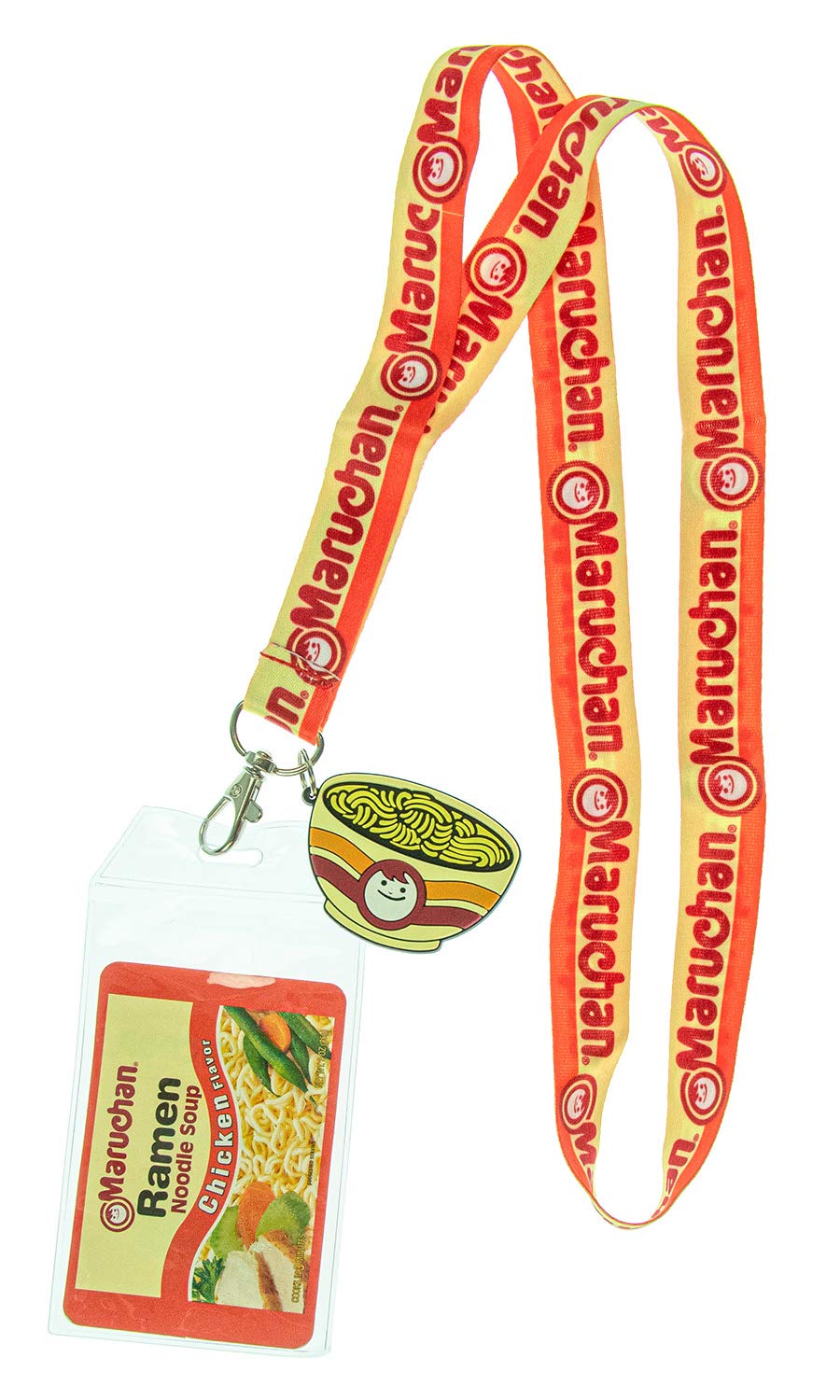 Maruchan Ramen Noodles Lanyard ID Badge Holder with Chicken Flavor Charm - Cute Anime-Inspired Accessory for Work, School, Conventions & Cosplay