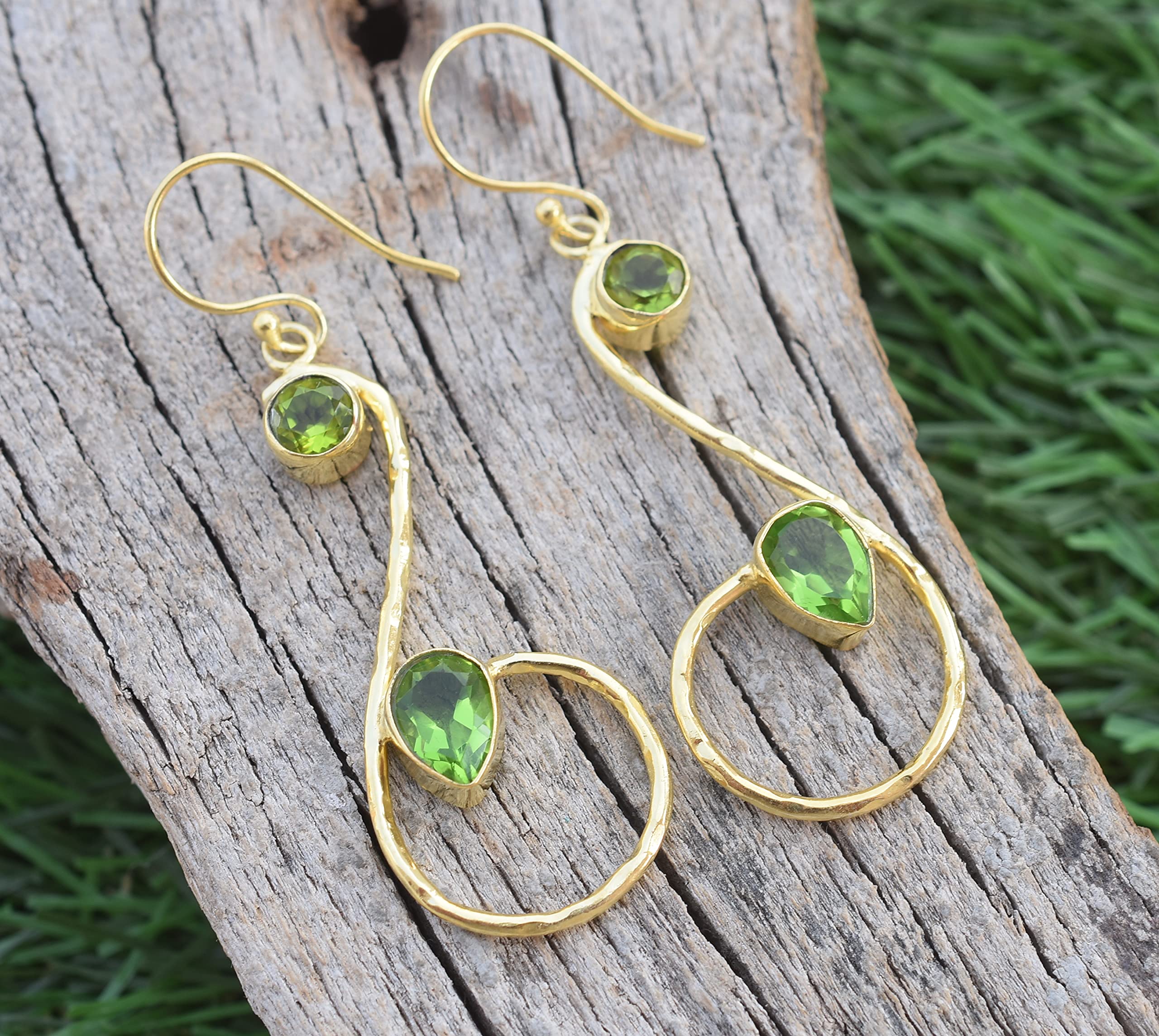 18K Gold Plated Peridot Earrings for Women - August Birthstone Handmade Jewelry with Green Gemstone - VE-281 | Perfect Gift for Birthday, Anniversary & Special Occasions