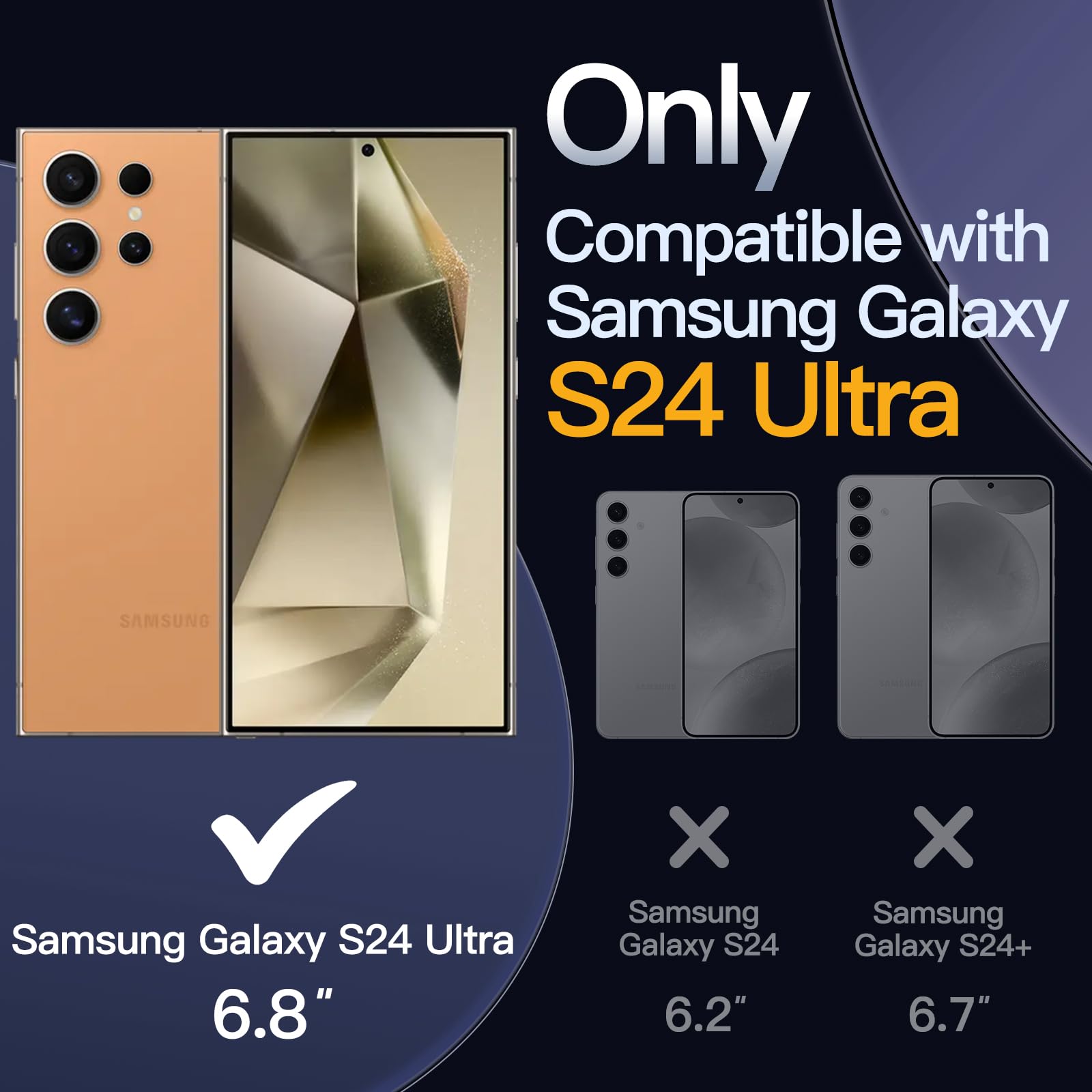 JETech 5-in-1 Protective Case for Samsung Galaxy S24 Ultra 5G - Includes 2 Tempered Glass Screen Protectors & Camera Lens Protector | Shockproof, Non-Yellowing Bumper Cover (Titanium Orange) | Perfect for Outdoor Activities, Travel & Daily Protection