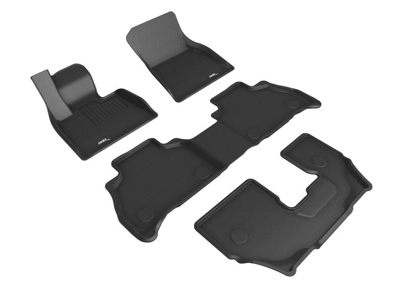 3D Maxpider Custom Fit Floor Mats for 2019-2024 BMW X7 (G07) 7-Seater - Kagu Black All-Weather Protection (Models R1 R2 R3) | Perfect for Family Road Trips & Winter Weather