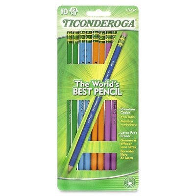 Ticonderoga #2 Pencils - 10 Count Pack - Pre-Sharpened Wooden Pencils for School, Office & Art - HB Graphite Core, Smooth Writing - Ideal for Standardized Tests, Sketching & Note Taking