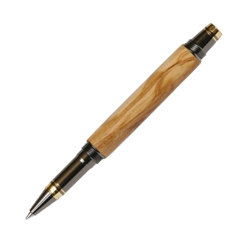 Lanier Pens Elite Rollerball Pen - Premium Gun Metal Finish with Genuine Olivewood Barrel - Luxury Writing Instrument for Office, Gifts & Business Professionals