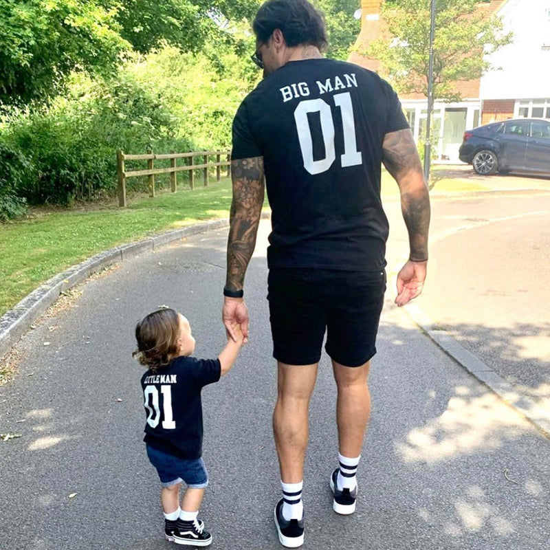Big Man & Little Man Matching Black T-Shirts for Father and Son - Perfect for Family Outings, Holidays, and Photo Shoots