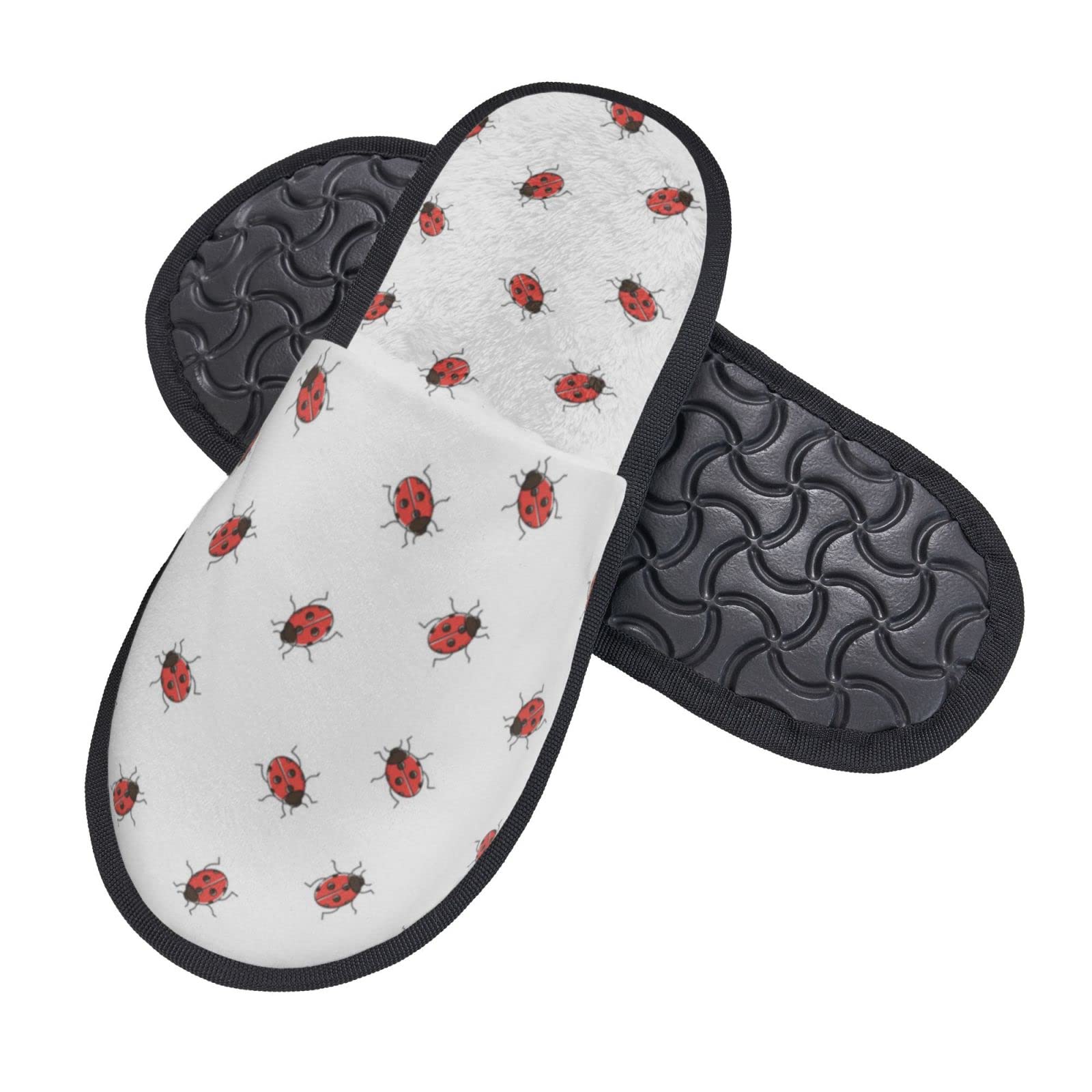 Ladybug Fluffy Indoor Slippers - Winter Warm House Shoes for Men & Women - Cozy Home Wear for Relaxing & Lounging