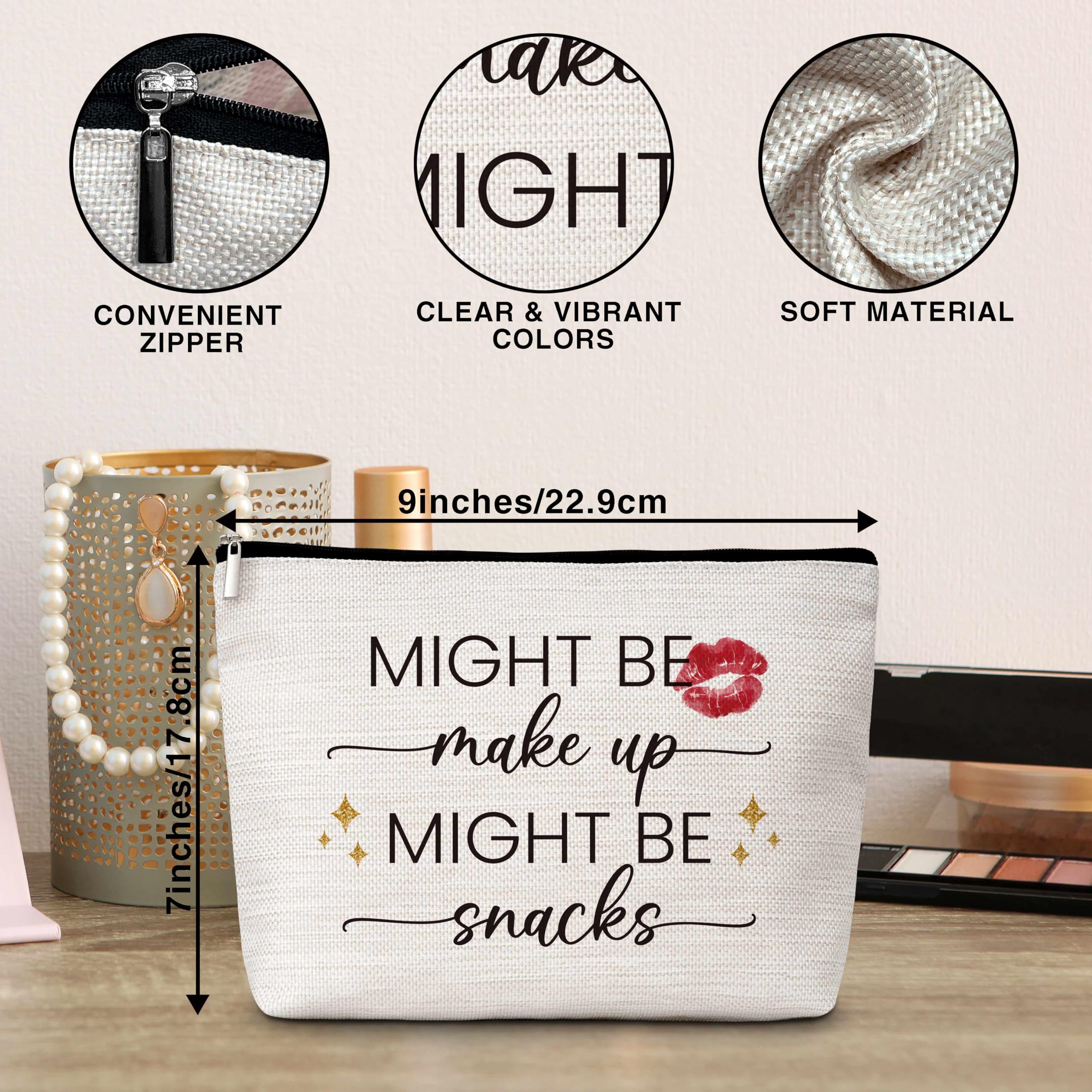 Funny Snacks Makeup Bag - Cute Cosmetic Pouch for Travel & Gifts (Might Be Makeup or Snacks) - Perfect for Women & Girls Birthday Presents, Snack Lovers - Ideal for Travel, Gym & Daily Use