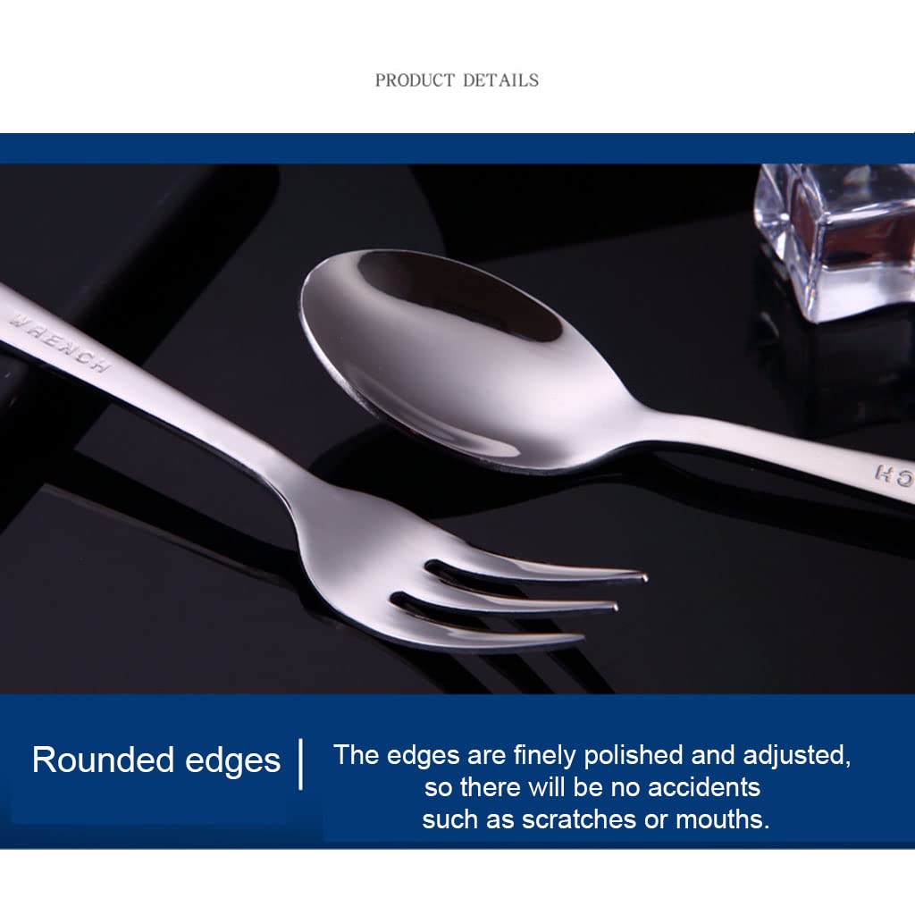 SOFEA Stainless Steel Wrench-Shaped Fork and Spoon Set - Durable Dinnerware for Camping, Picnics & Outdoor Dining - Unique Tableware Gift Idea