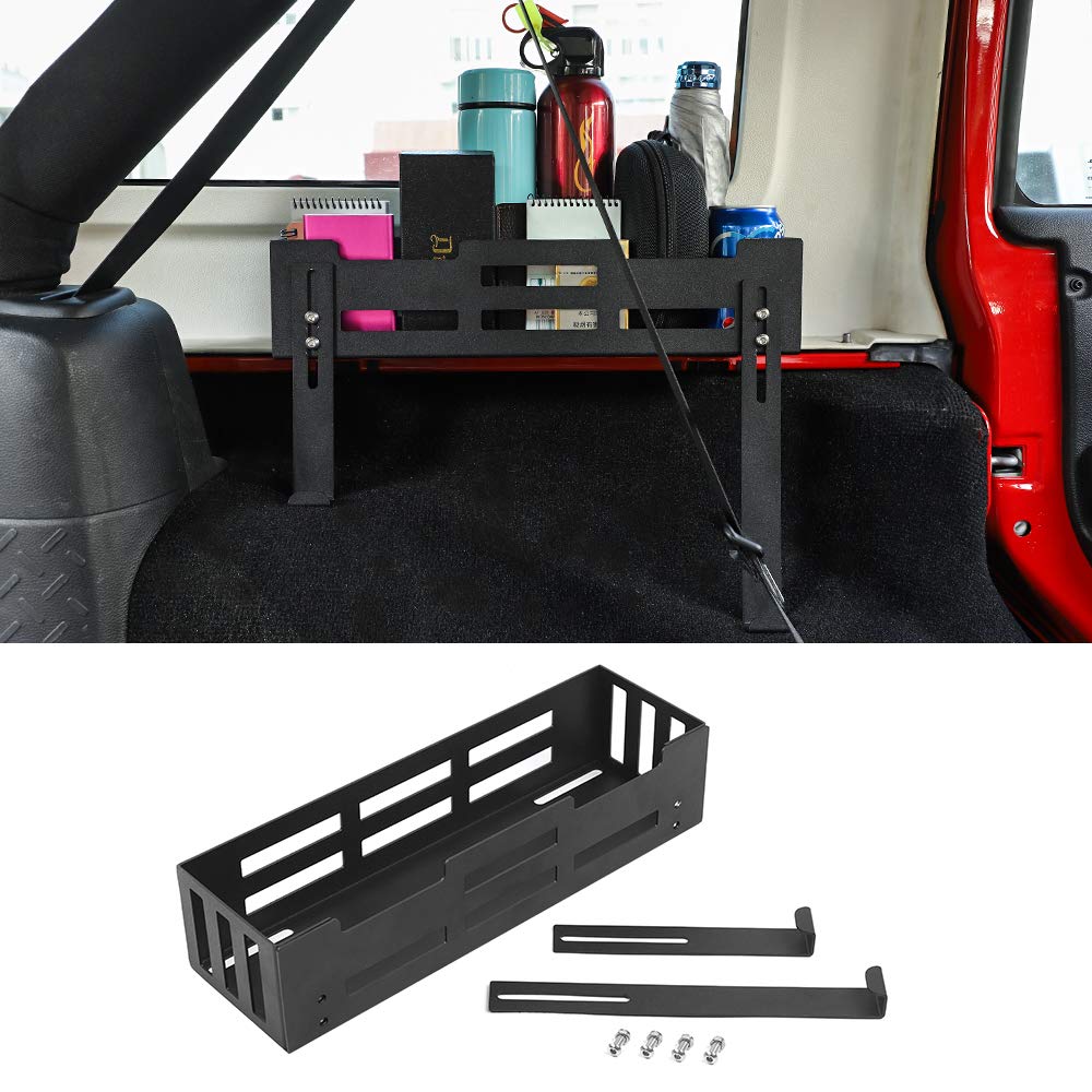 RT-TCZ Black Aluminum Alloy Rear Trunk Molle Panel & Side Cargo Rack Storage Basket for 2007-2024 Jeep Wrangler JK JL 4-Door | Heavy-Duty Vehicle Organizer Accessories | Perfect for Off-Road Adventures & Camping Gear Storage