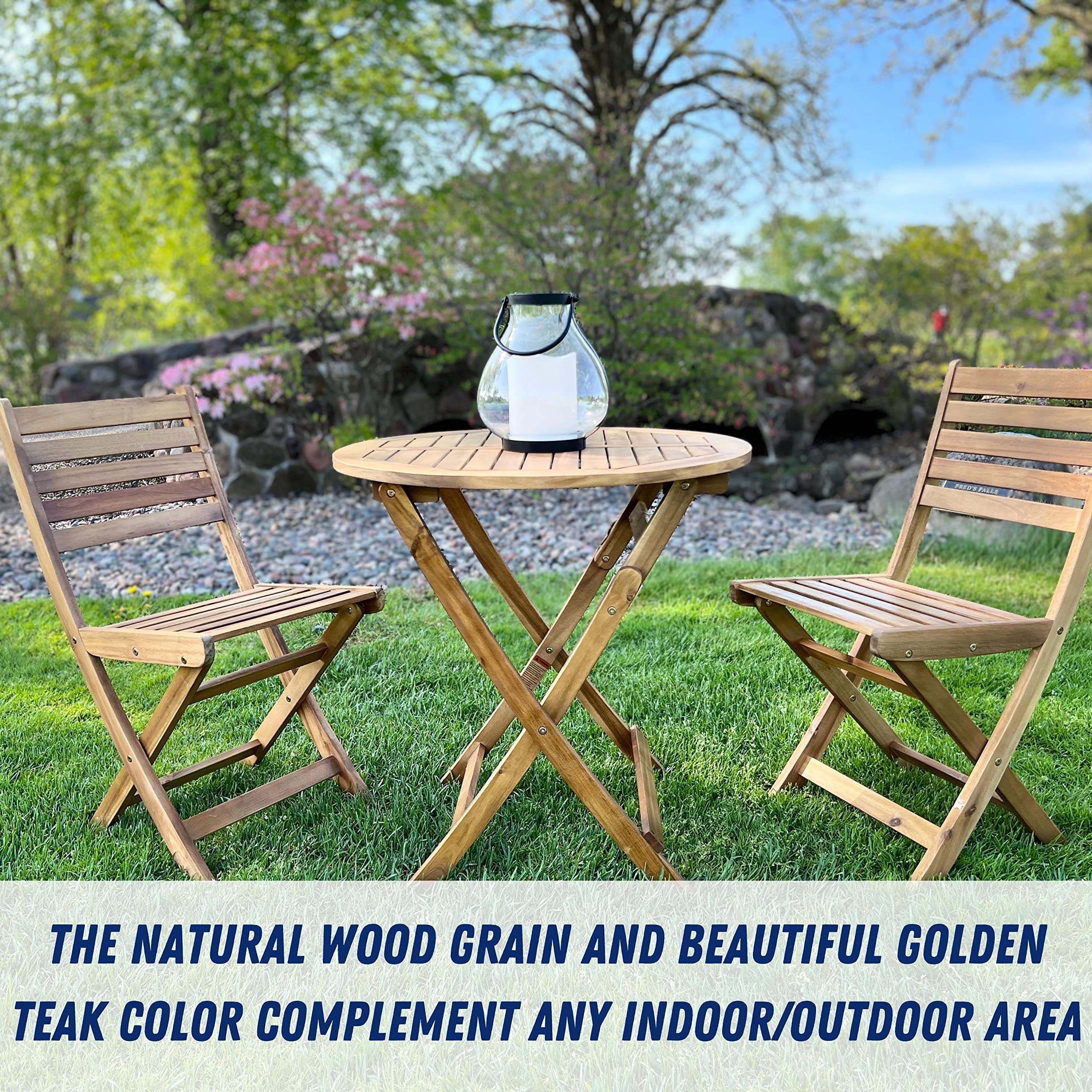Foldable Round Outdoor Patio Table - 27.5
