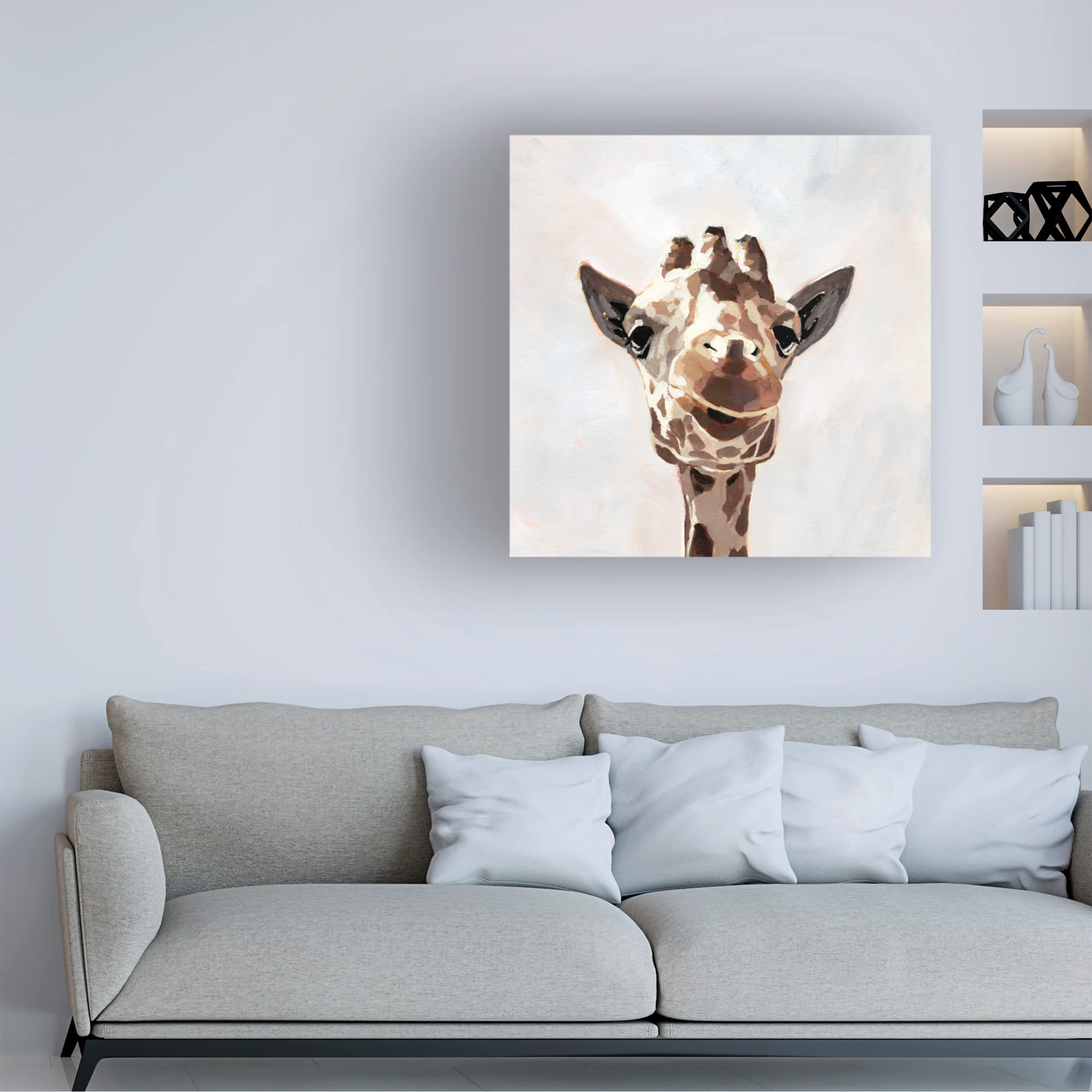 Victoria Barnes 'Giraffes Gaze I' Canvas Wall Art Print - Modern Wildlife Home Decor for Living Room, Bedroom & Office