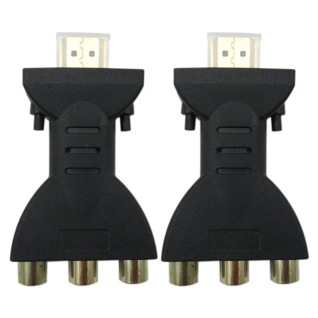 2-Pack HDMI to 3 RCA AV Converter - Composite Video Audio Adapter for TV, PC, DVD Player | Supports HD to Analog Signal Conversion for Home Theater & Gaming Setup