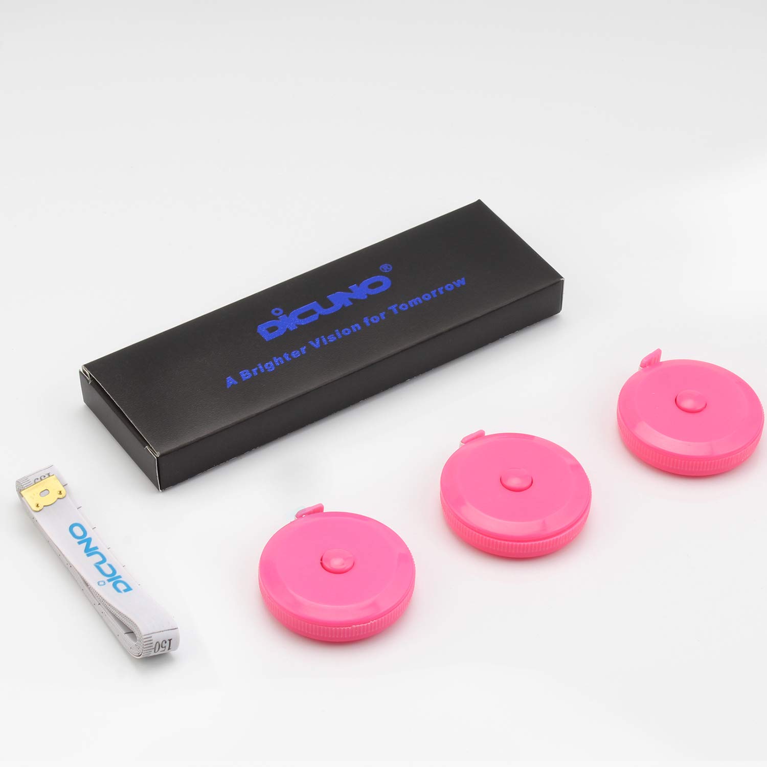 **DiCUNO 60-Inch Soft Retractable Measuring Tape (3-Pack, Pink) - Perfect for Tailoring, Sewing, Crafting & Body Measurements**